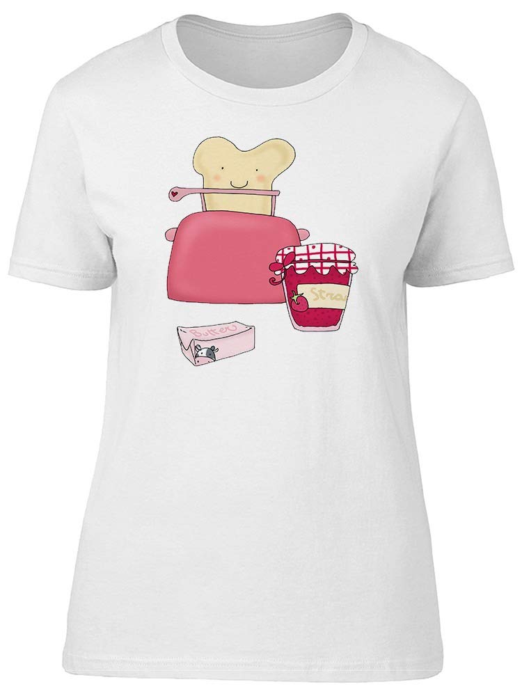 Smartprints Sweet Breakfast Bread & Jam Graphic T-Shirt for Women - Cute Casual Outfit for Brunch & Coffee Dates
