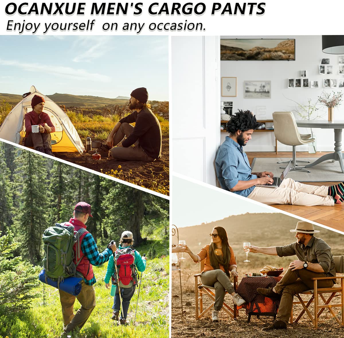 Men's Waterproof Camo Hiking Cargo Pants - Tactical Ripstop Work Pants with 8 Pockets, Relaxed Fit (No Belt Needed) - Perfect for Outdoor Adventures, Hunting & Camping