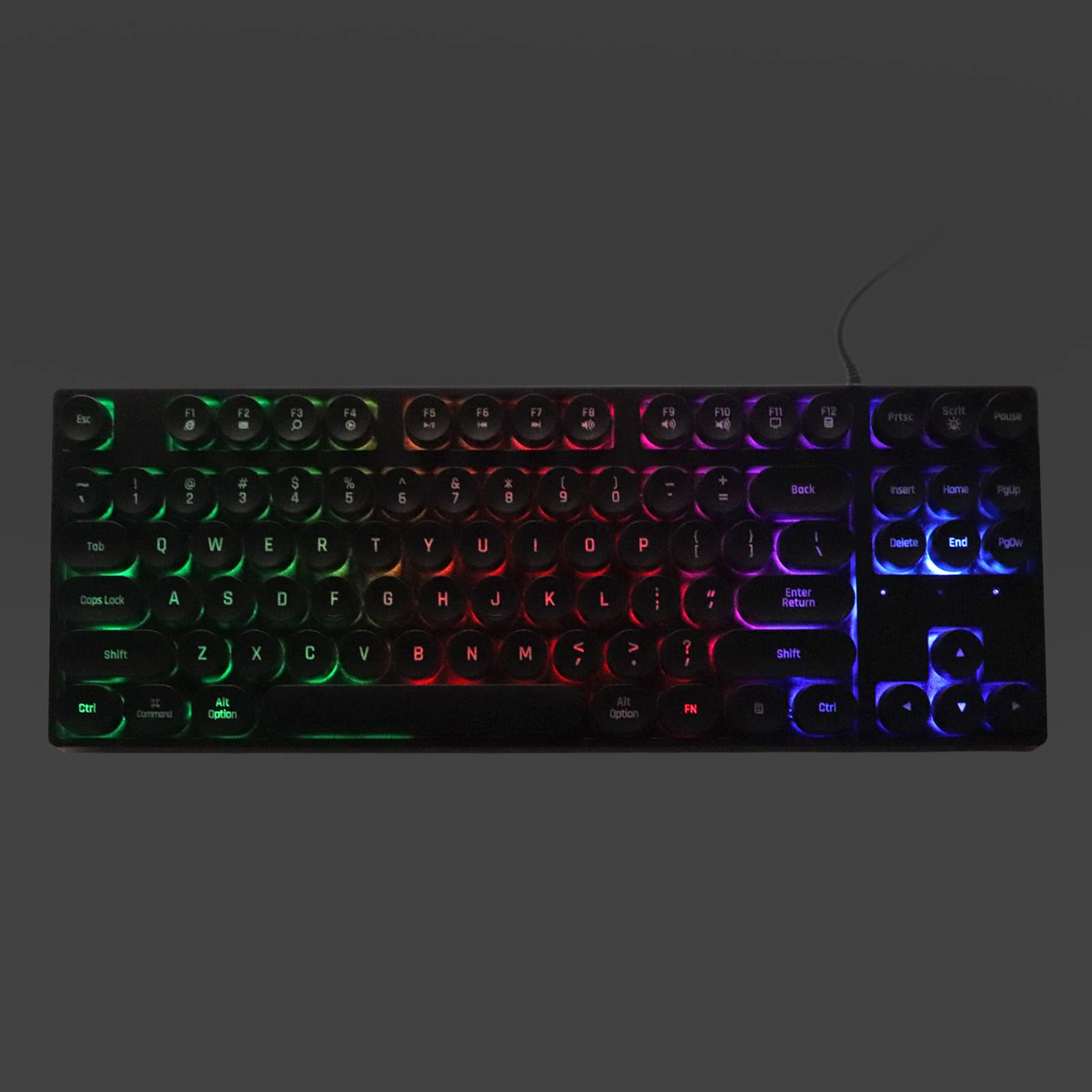 Haofy 87-Key Round Gaming Keyboard - Plug & Play Mechanical Keyboard for PC, Laptop, Dorm (Black) | Perfect for Esports, Typing & Office Work
