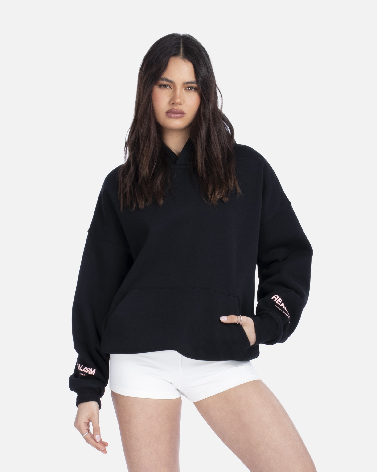 SSS Realism Court Boxy Hoodie in Midnight Peach - Stylish Oversized Sweatshirt for Women, Men | Perfect for Casual Wear, Street Fashion & Gym Outfits