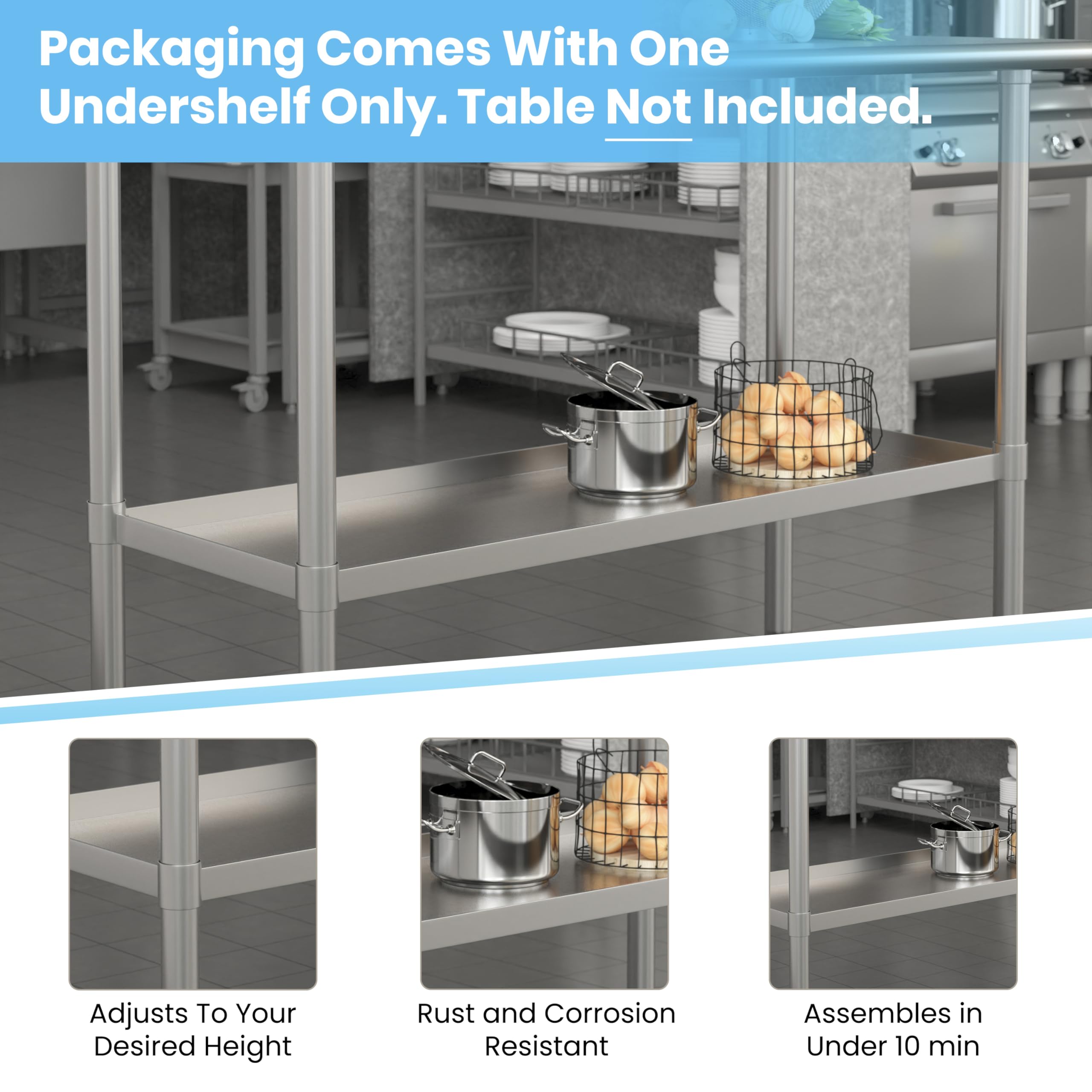 EMMA + OLIVER Adjustable Galvanized Under Shelf for 24