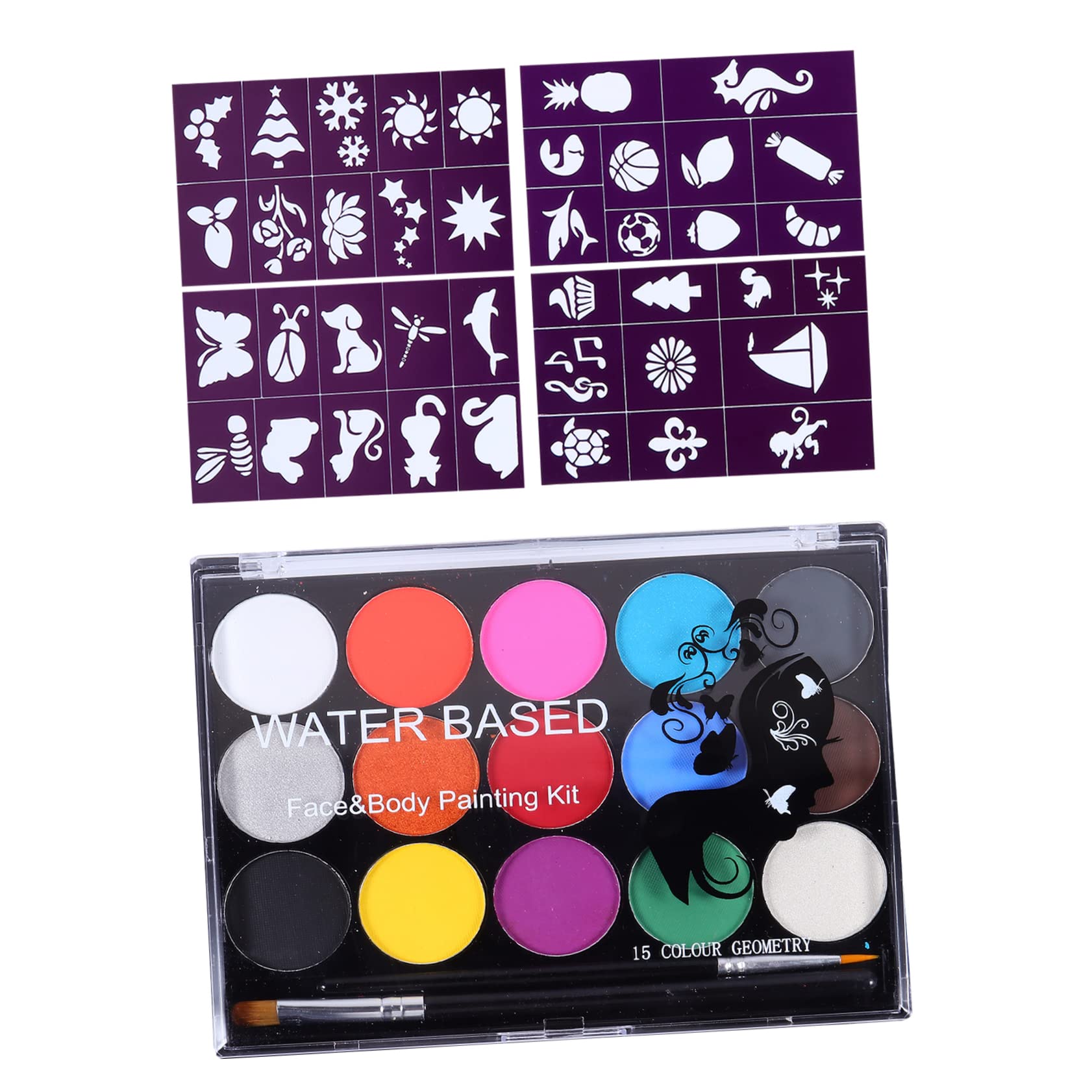 15-Color Water-Based Face & Body Paint Set - Non-Toxic, Washable, Vibrant Colors for Halloween, Cosplay, Face Painting & Body Art - Perfect for Kids & Professional Artists