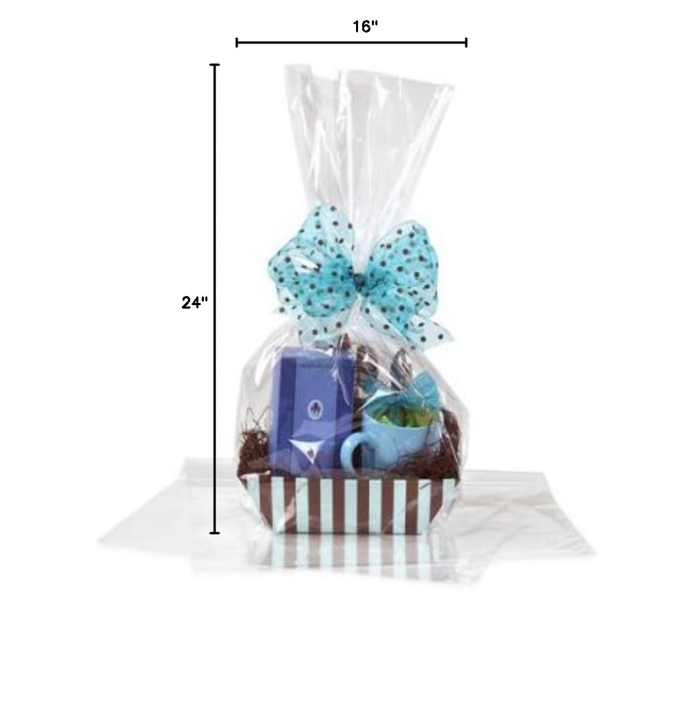 16x24 Inch Clear Cello Bags - 1.2 Mil Thick (200 Count) - Perfect for Gift Wrapping, Bakery Packaging & Party Favors