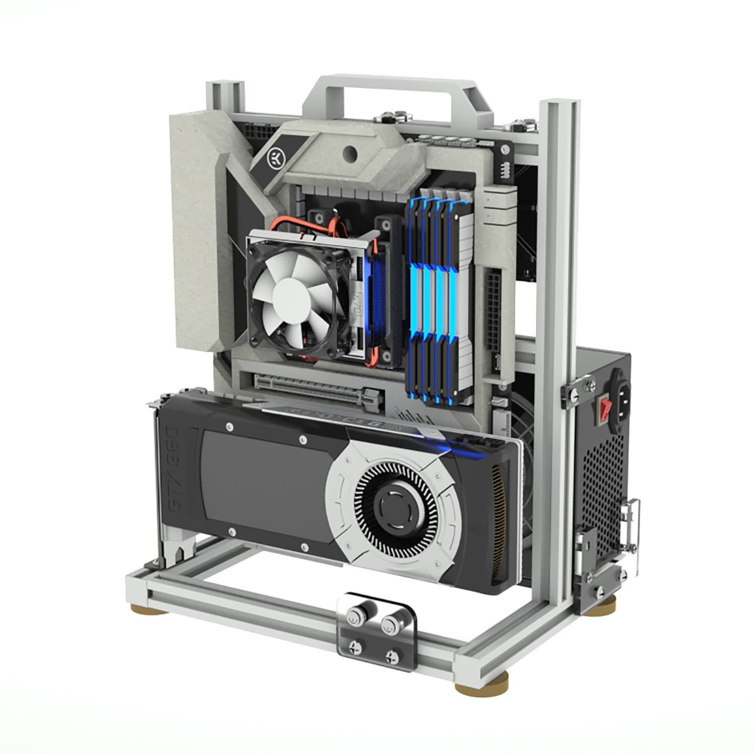 Aluminum Alloy Open Frame ATX Computer Case - EATX Compatible Gaming PC Chassis with Water Cooling Support | Perfect for Custom Builds, Showcase Rigs & Creative PC Setups
