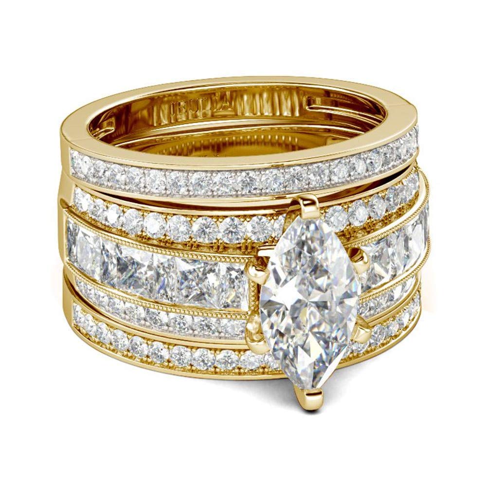 2 Carat Marquise Cut Cubic Zirconia Wedding Ring Set for Women - Sterling Silver 3PC Bridal Set with Oval Solitaire Engagement & Anniversary Promise Rings (Includes Jewelry Box) - Perfect for Proposals, Weddings, Anniversaries & Special Occasions