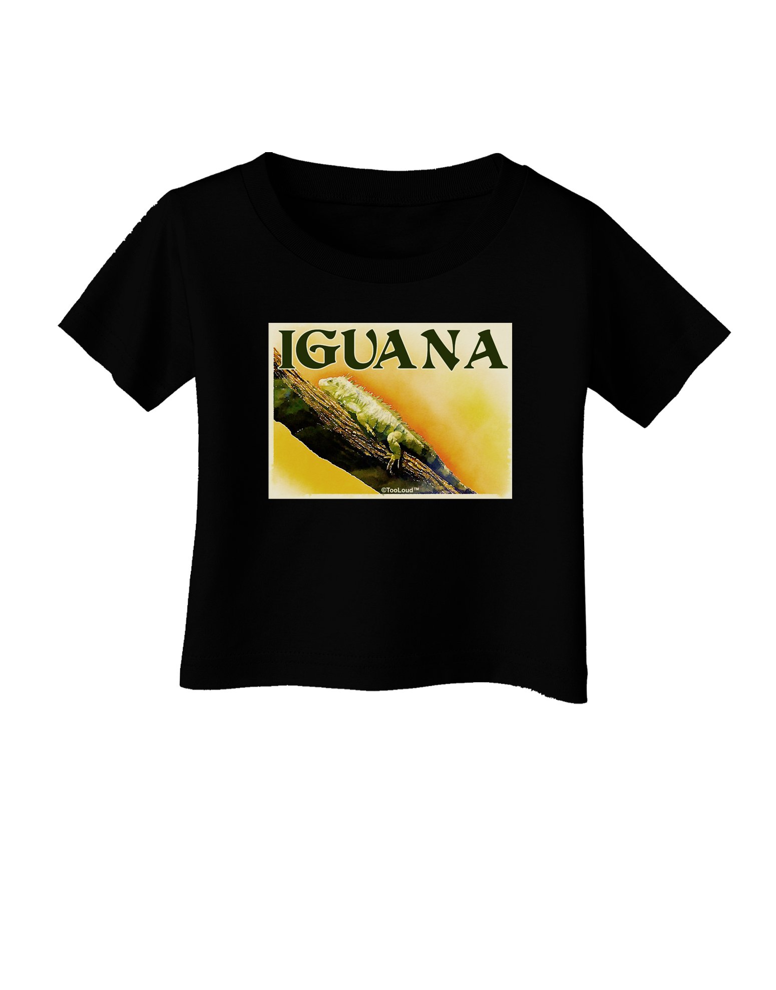 TOOLOUD Iguana Watercolor Print Baby T-Shirt - Soft Cotton Dark Green Tee for Boys & Girls | Perfect for Playdates, Birthday Parties & Family Photos