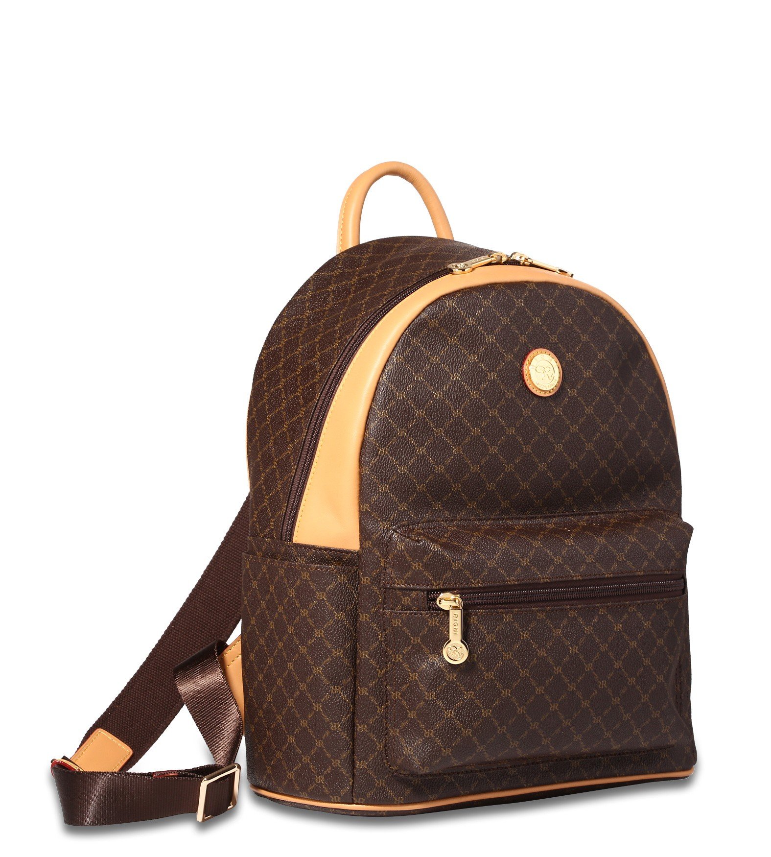 Rioni Round Dome Unisex Travel Backpack - Signature Brown Daypack for Hiking, Commuting & Outdoor Adventures