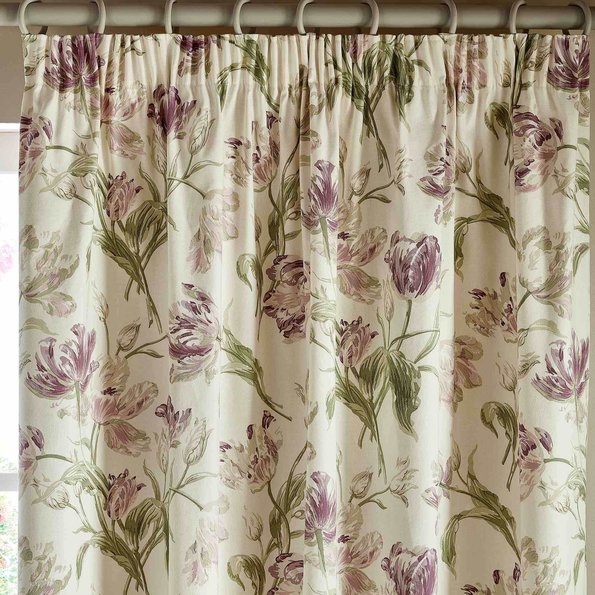 Laura Ashley Gosford Pencil Pleat Curtains in Grape - Elegant Window Treatments for Living Room, Bedroom & Dining Room Decor