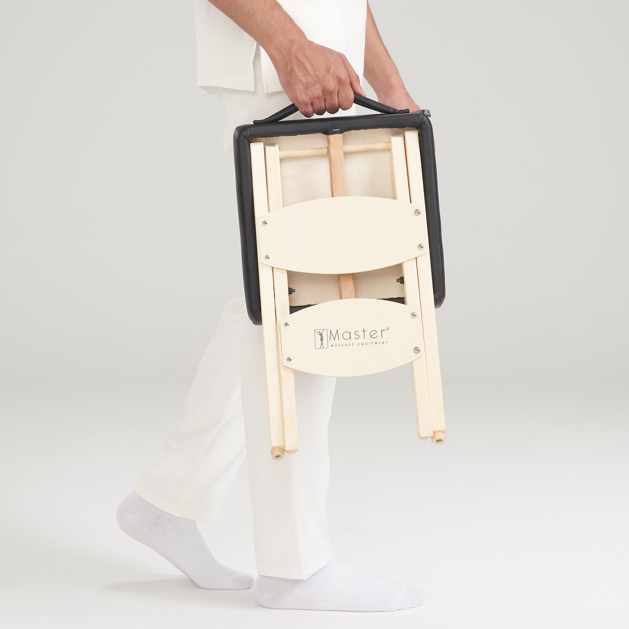 Portable Folding Massage Stool - Lightweight Wooden Foldable Tattoo Stool for Home & Professional Use - Black - Perfect for Massage Therapists, Tattoo Artists & Home Relaxation