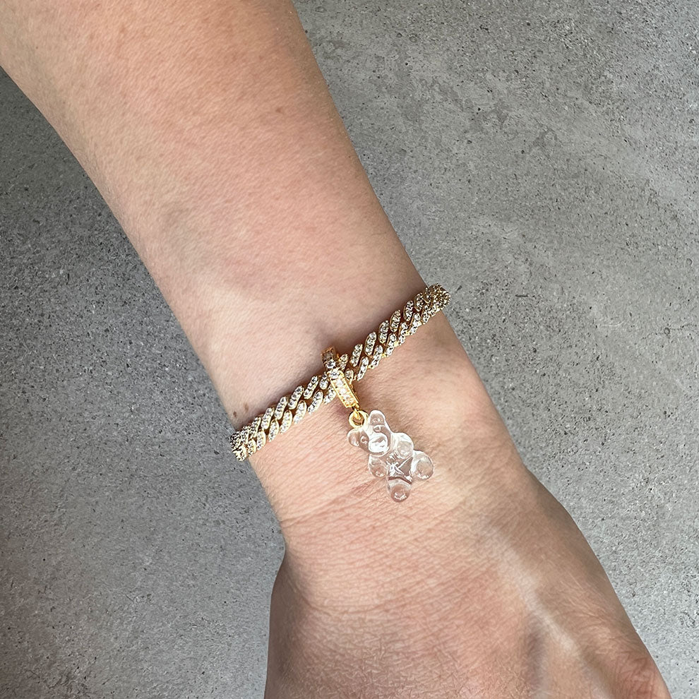 Nostalgia Bear Translucent Pendant Necklace with Pave Gold Connector - Perfect for Gifts, Anniversaries & Everyday Elegance