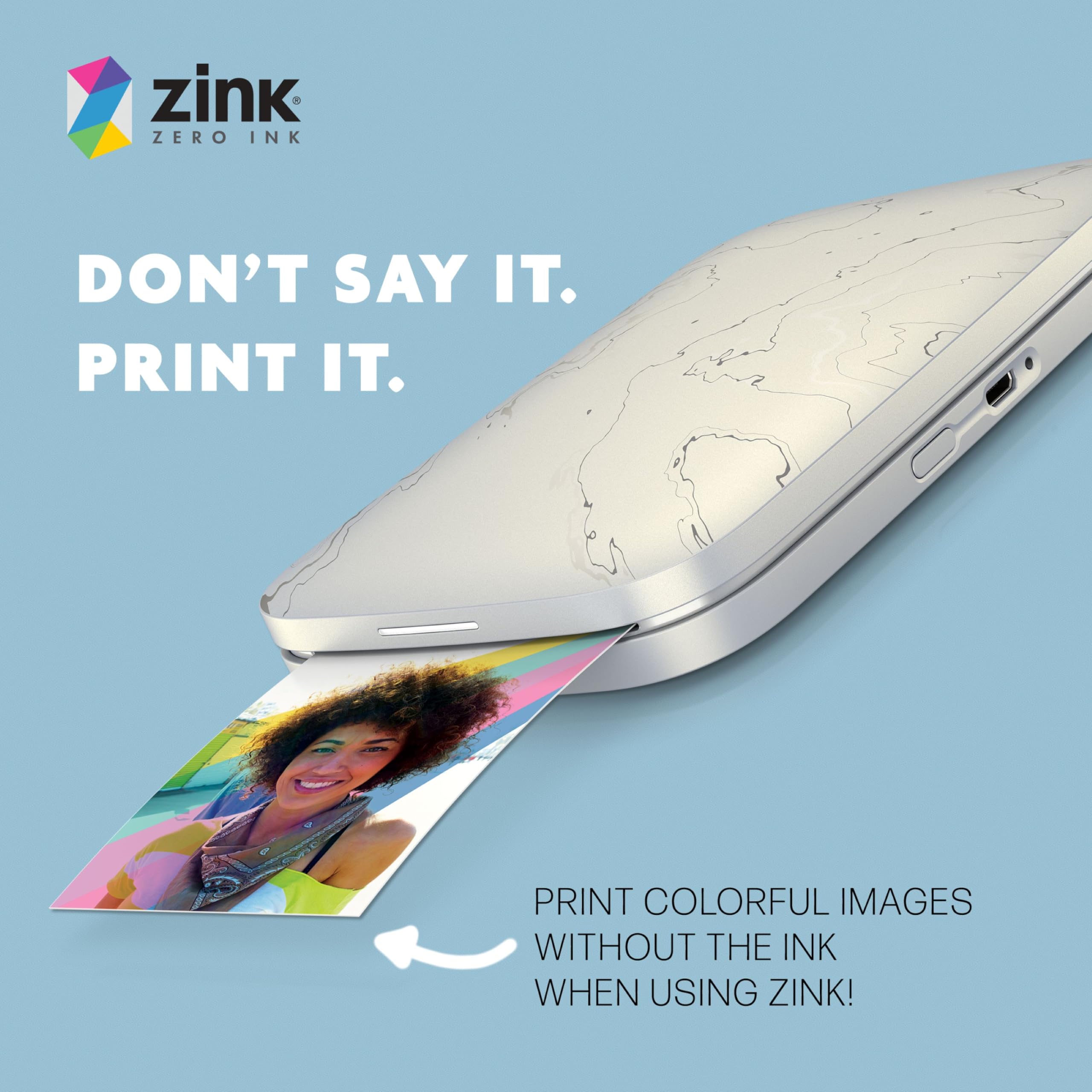 Portable 2.3x3.4 Instant Photo Printer (Eclipse) with 20 Sheets Premium Zink Sticky Back Photo Paper - Perfect for Travel, Parties, Scrapbooking & DIY Projects