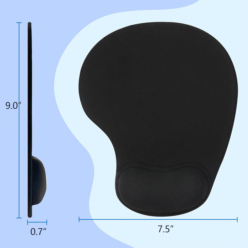 Ergonomic Mouse Pad with Gel Wrist Rest - Pain Relief & Non-Slip Computer Mousepad for Laptop, PC, Office & Home Use - Comfortable Wrist Support for Long Working Hours (Black)