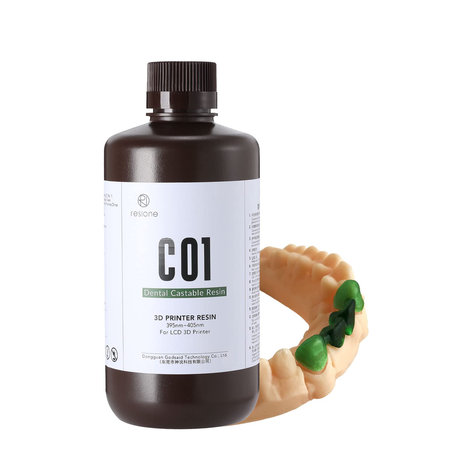 RESIONE C01 High Precision Clear Castable Dental Resin for 3D Printing - Perfect for Crowns, Bridges & Dental Brackets - Ideal for Dental Labs & Orthodontic Applications
