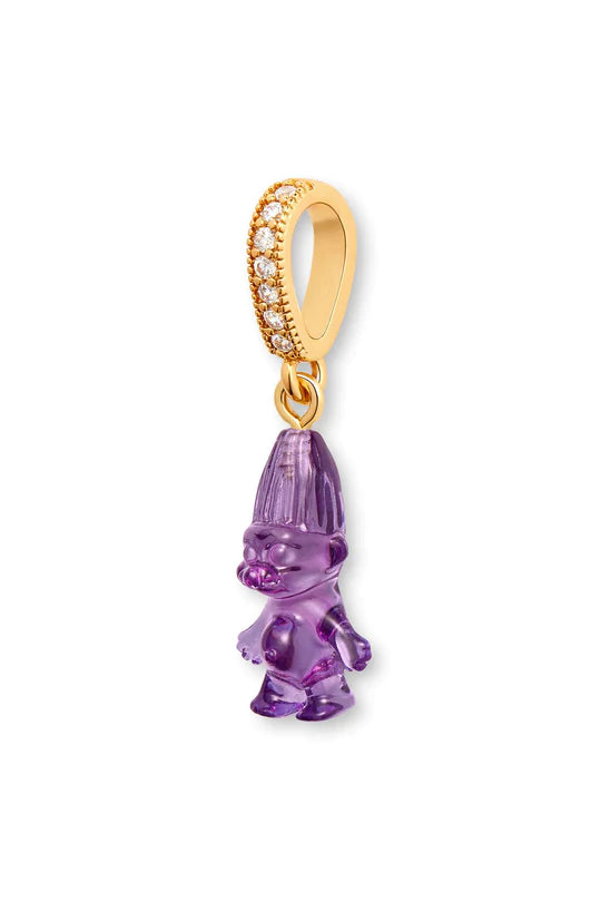 Norwegian Lucky Troll Translucent Pendant with Pave Gold Connector - Perfect for Necklaces, Bracelets & Gift Giving