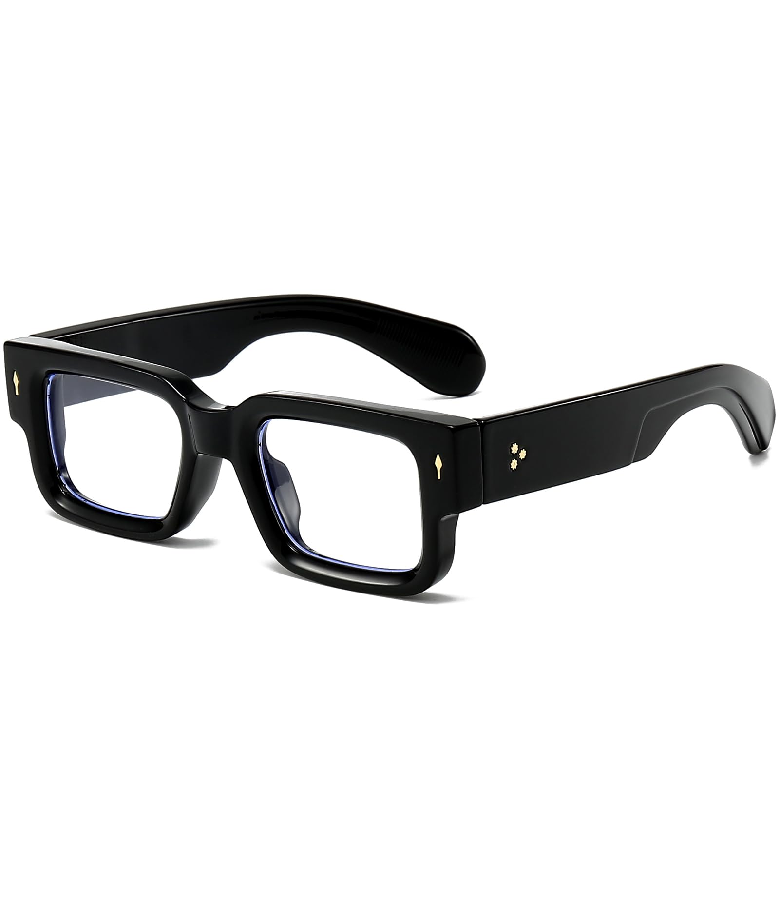 Trendy Square Blue Light Blocking Glasses for Women & Men - Thick Frame Rectangle Computer Eyeglasses for Work, Gaming & Screen Time Protection
