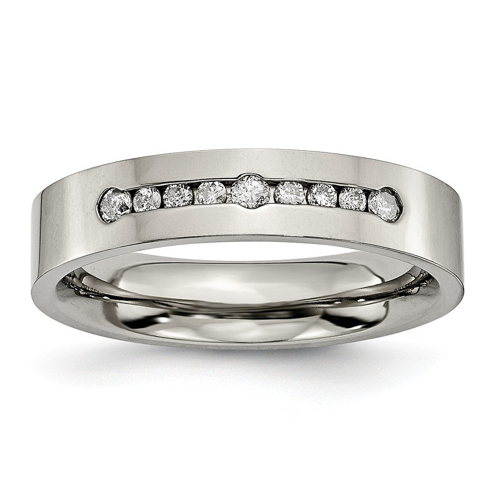 Solid Titanium 1/4ct tw. Diamond 6mm Wedding Band Ring for Men & Women - Durable & Hypoallergenic Titanium Jewelry for Engagement, Anniversary & Everyday Wear