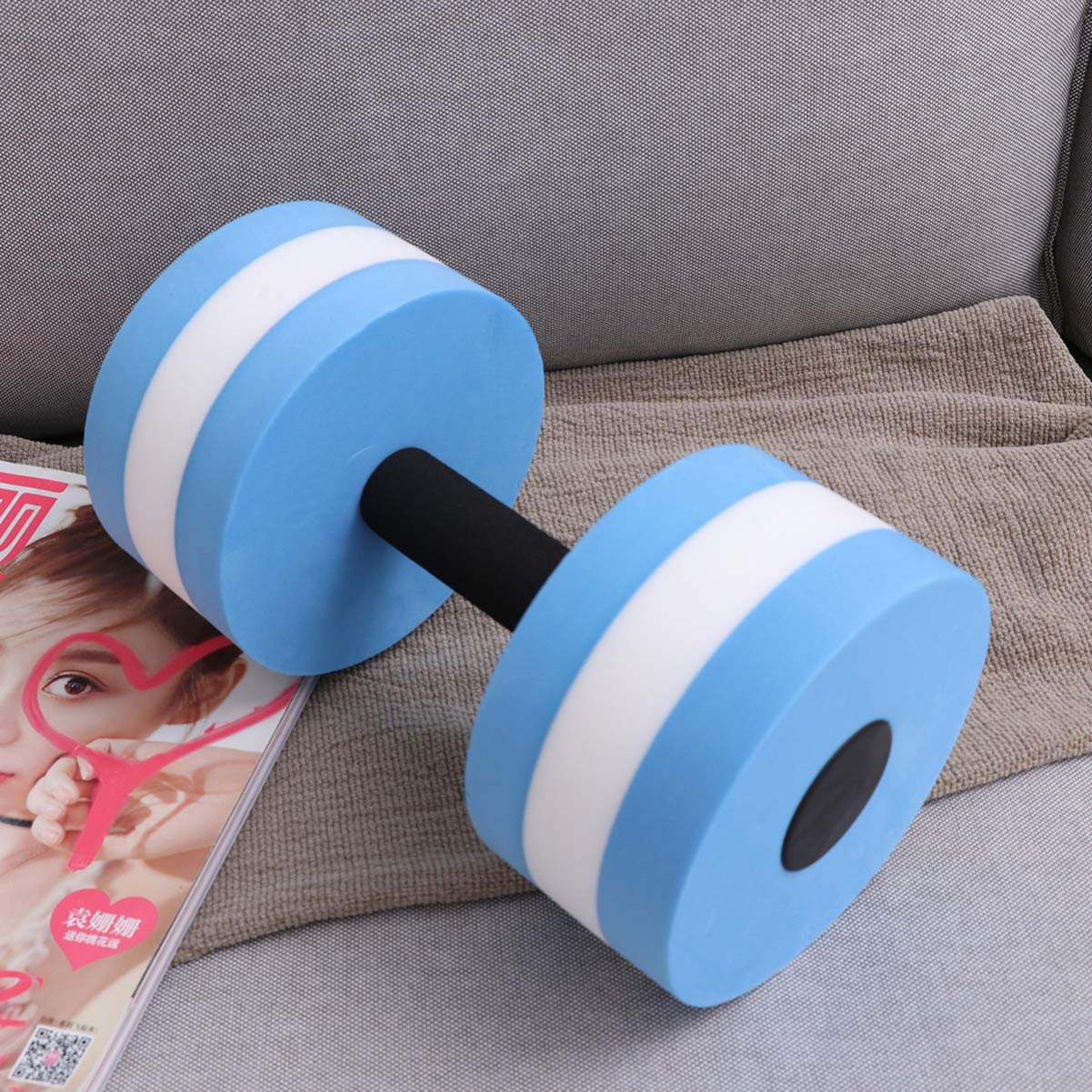 SEWACC 2 Pcs EVA Floating Dumbbells for Aquatic Exercise - Water Weights for Pool Workouts, Swimming Fitness Equipment for Women & Men (Blue) | Perfect for Water Aerobics, Hydrotherapy & Low-Impact Training