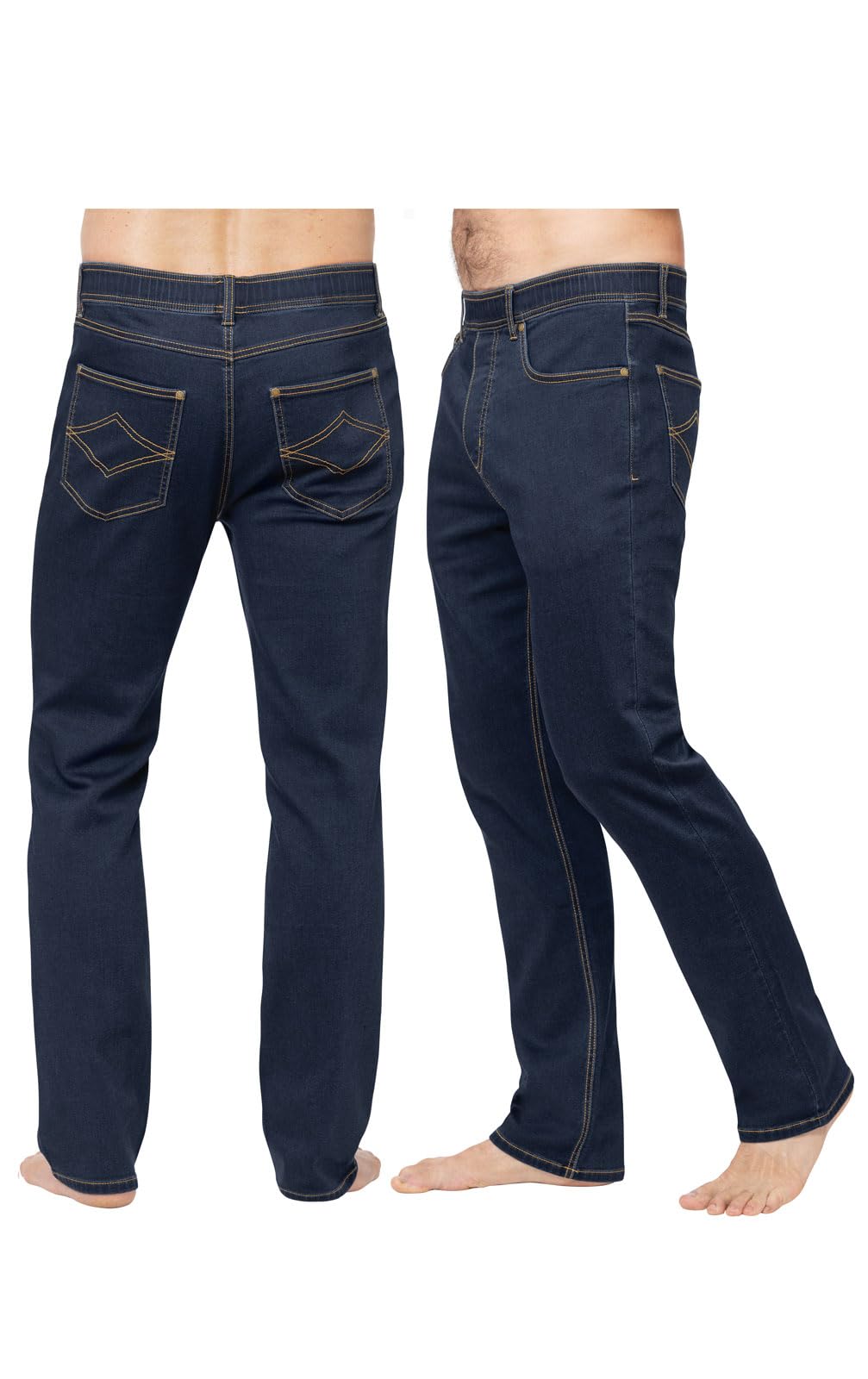 **Men's Pajama Jeans - Stretch Denim Pull-On Pants with Elastic Waist, Slim Straight Fit - Comfortable Lounge & Sleepwear for Relaxing at Home**
