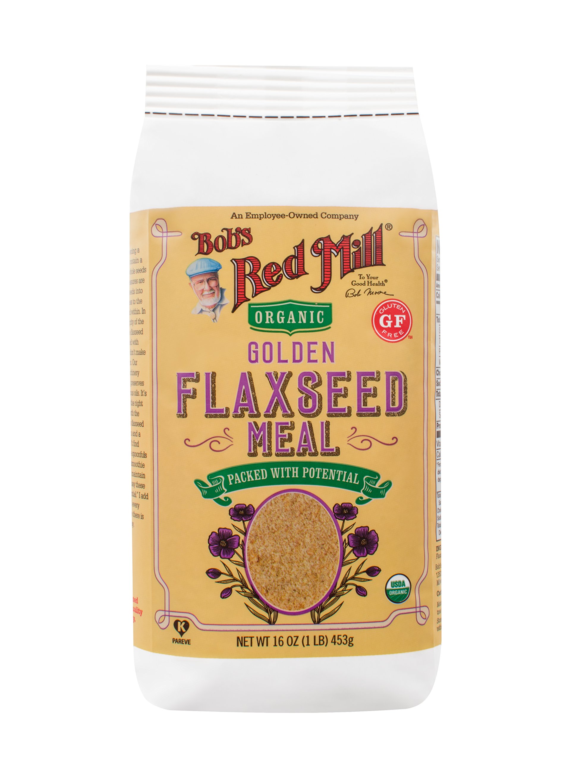 Organic Golden Flaxseed Meal by Bob's Red Mill - Gluten Free, Whole Ground, 16oz (453g) - Perfect for Baking, Smoothies & Healthy Recipes