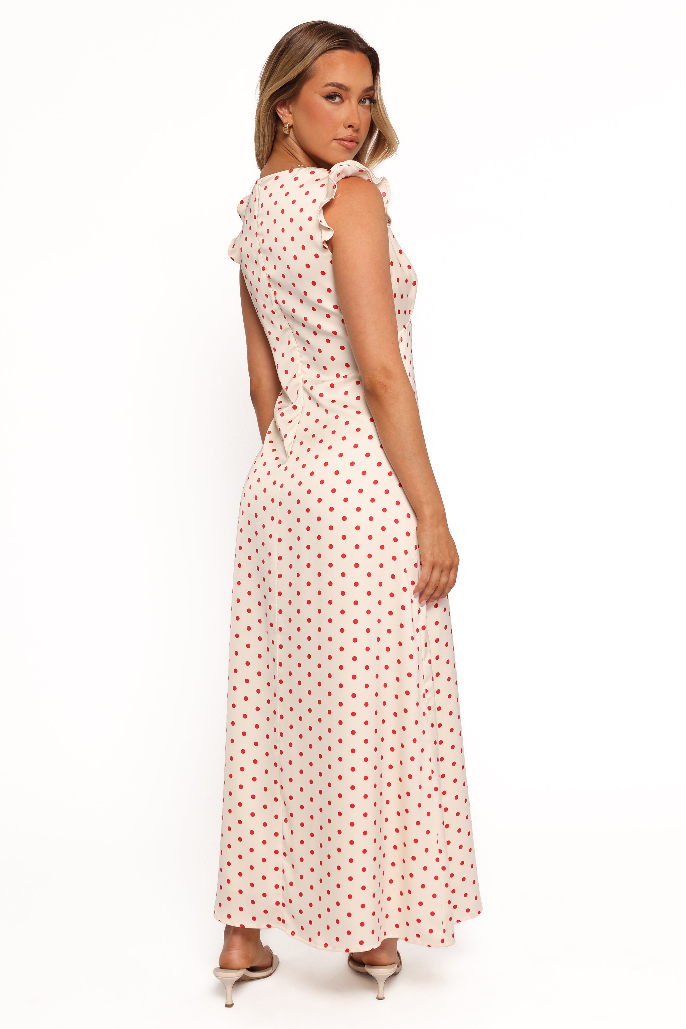 Bette Midi Dress - Red Polka Dot Floral Summer Dress for Women | Casual & Party Wear | Perfect for Date Night, Office & Vacation