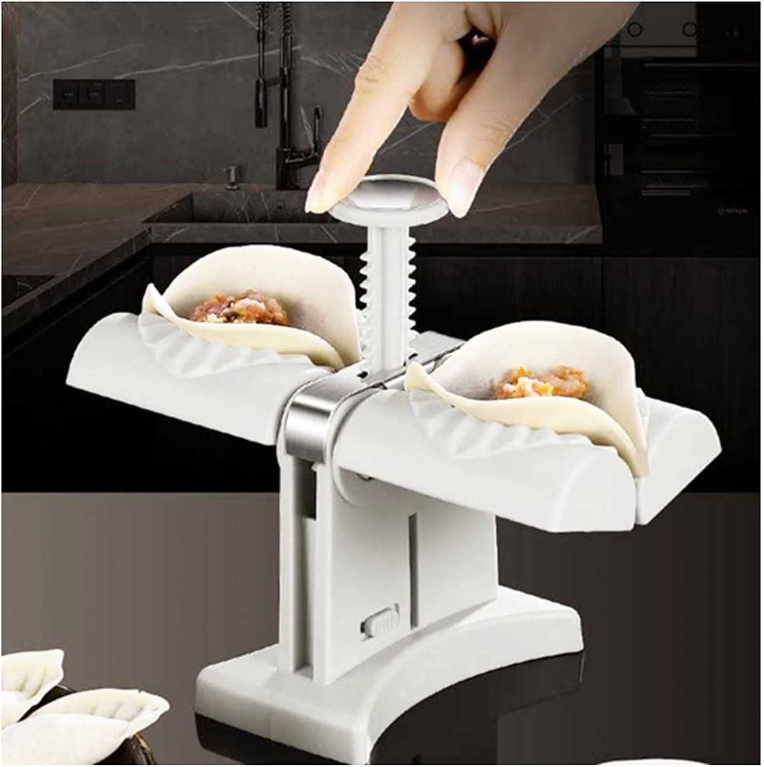 RHARU Stainless Steel Manual Pasta Maker - Handheld Dumpling & Ravioli Press Machine for Homemade Noodles, Pie Dough, Wonton Wrappers | Perfect for Italian Pasta, Asian Dumplings, and Family Cooking Activities