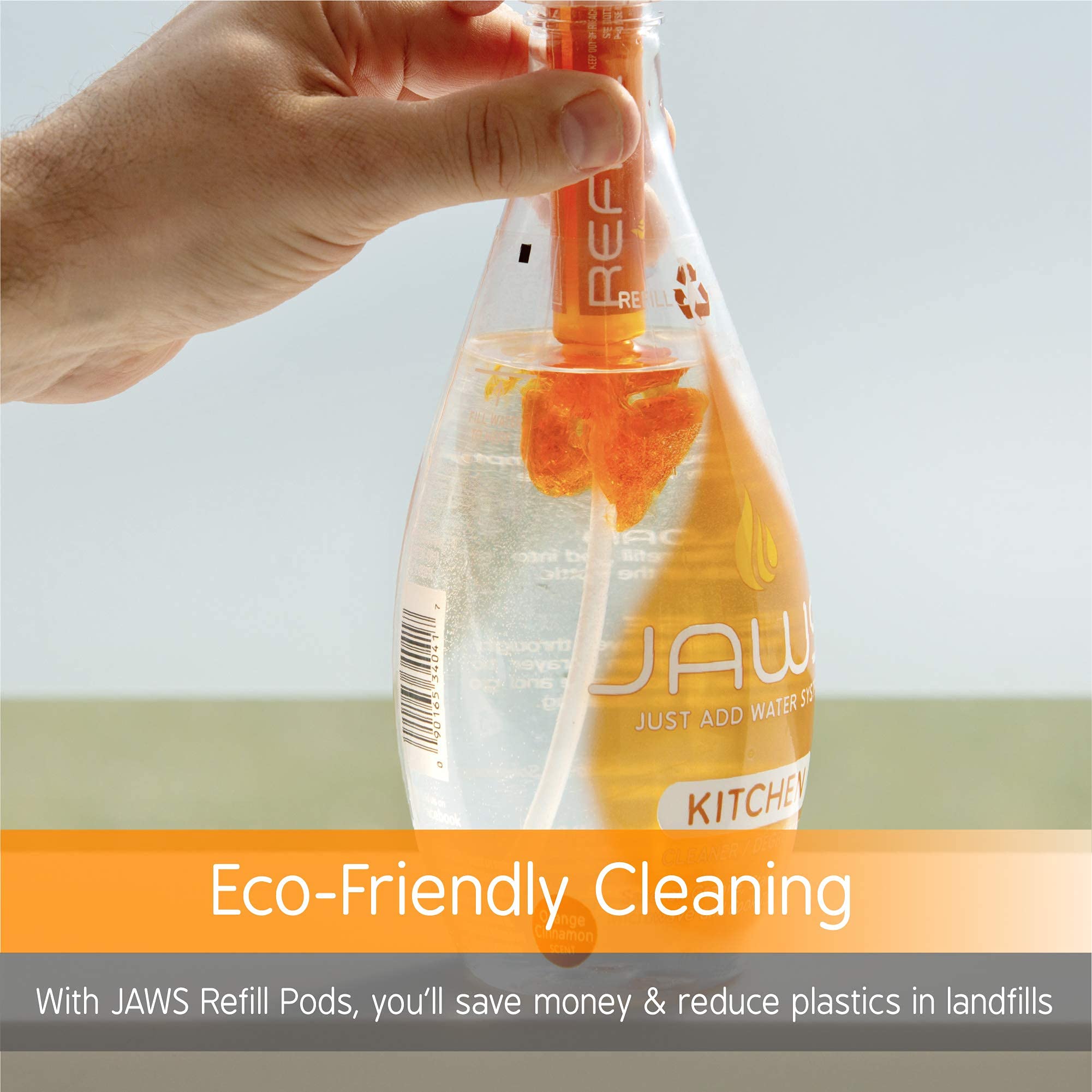 JAWS Cleaners Home Cleaning Kit - Multi-Surface Cleaner for Kitchen, Glass, Shower & Hardwood Floors | Includes 2 Refill Pods | Eco-Friendly Refillable Cleaning Supplies | Perfect for Daily Household Cleaning & Deep Cleaning Tasks