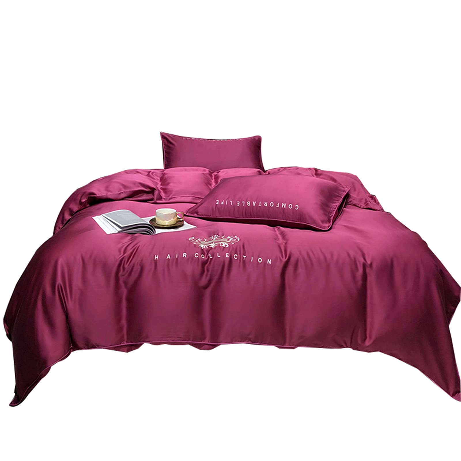 GXP 80 Tencel 4-Piece Luxury Bedding Set - Queen Size (2.0m) Duvet Cover & Bed Linen in Glaze Red - Soft & Breathable for All-Season Comfort - Perfect for Master Bedroom, Guest Room, or Hotel Decor