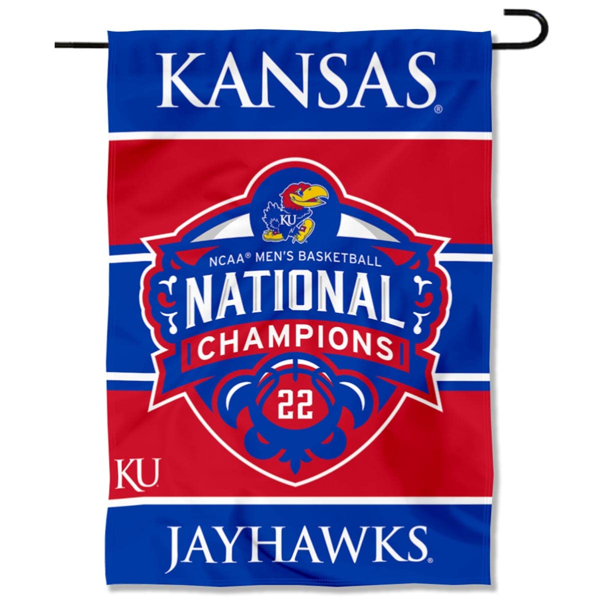 Kansas Jayhawks 2022 NCAA Basketball Champions Double-Sided Garden Flag | KU Jayhawks Official College Banner for Outdoor Decor, Sports Fan Yard Display, and Game Day Party Decorations