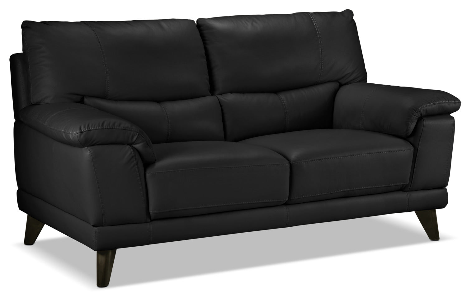 Braylon Leather Loveseat Sofa - Classic Black Faux Leather 2-Seater Couch for Living Room, Office & Small Spaces