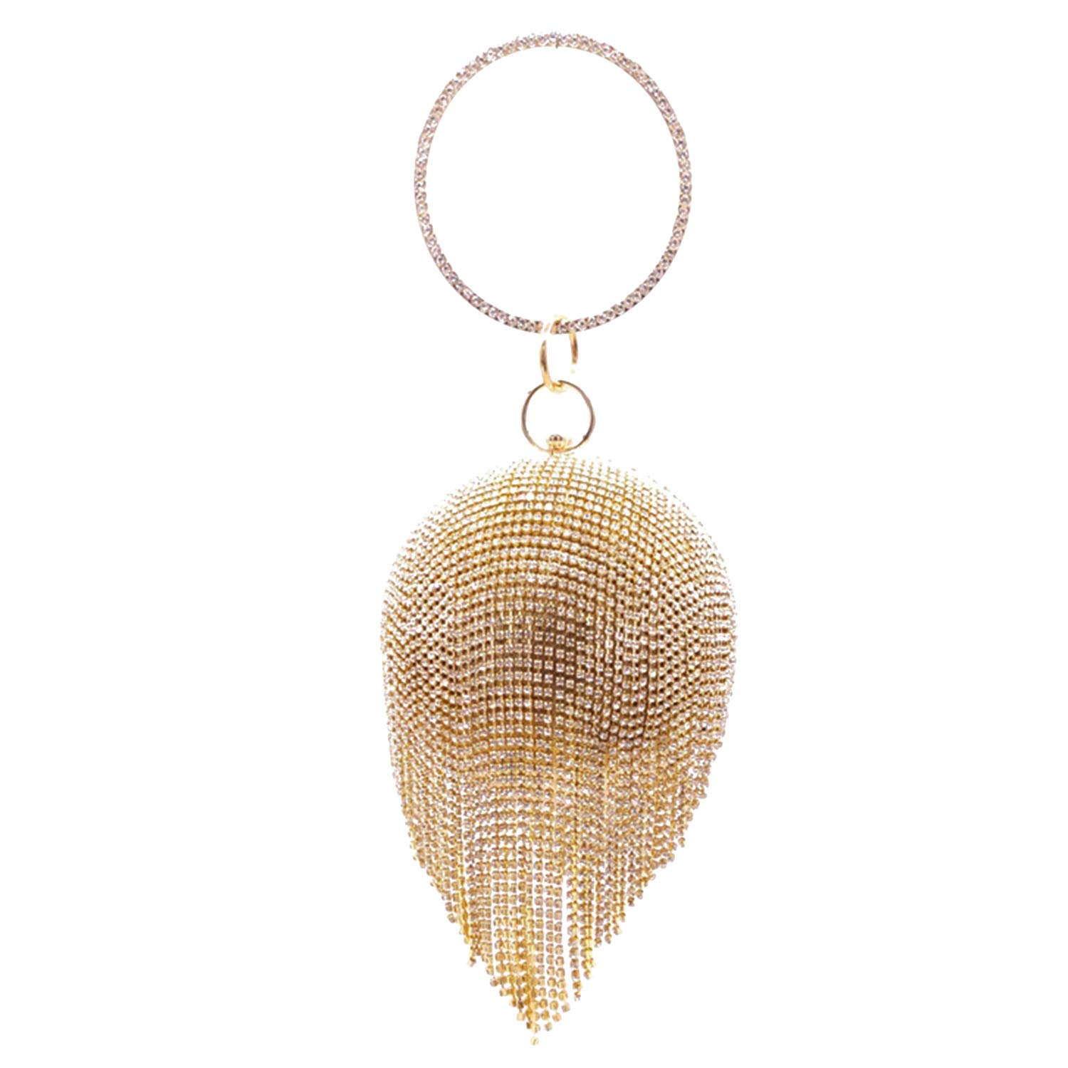 Lanpet Women's Crystal Evening Clutch Purse - Round Ball Tassel Wedding Party Handbag for Prom, Gala & Special Occasions