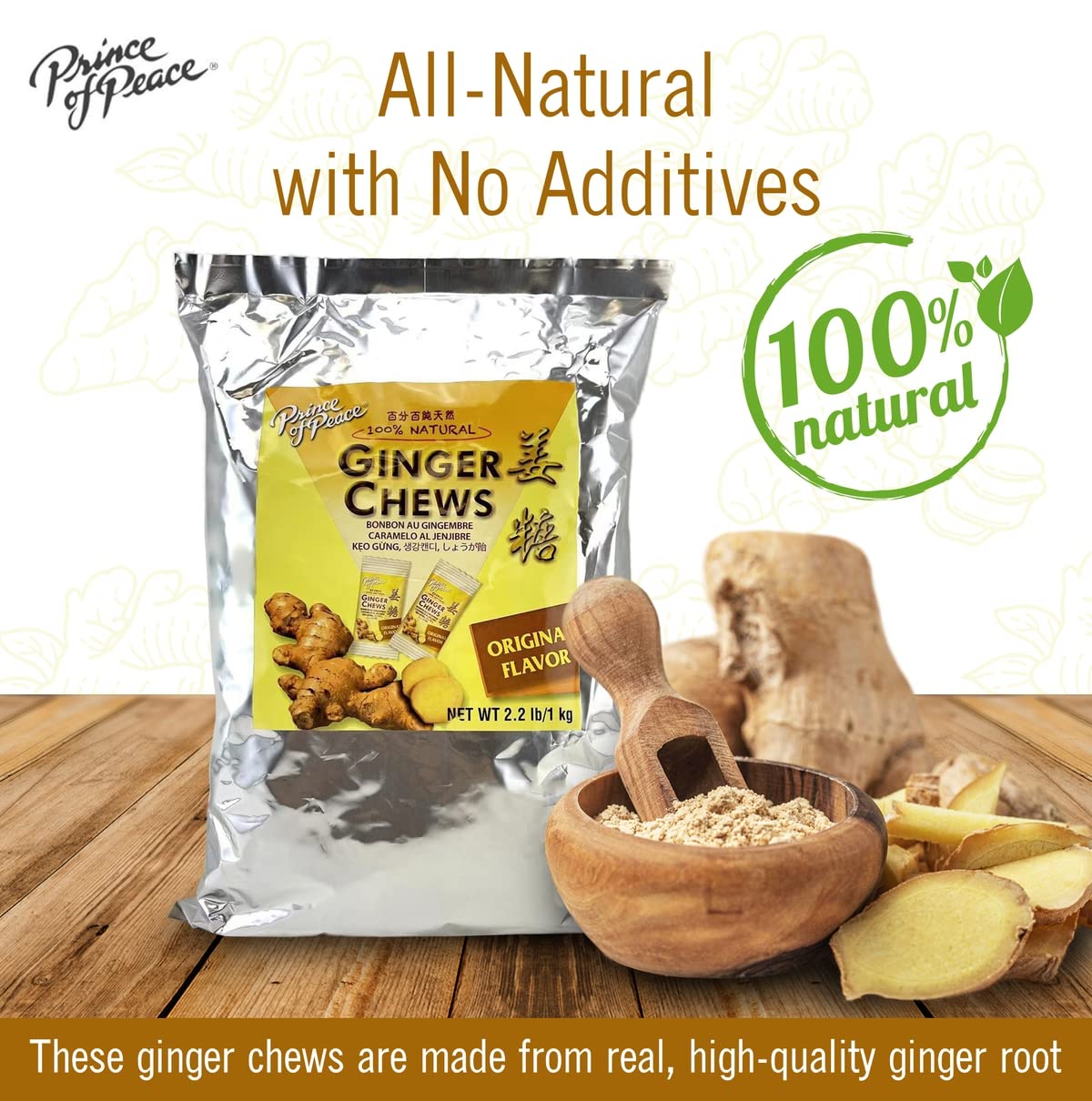 Natural Ginger Candy with Lemon - 2.2lb Pack for Digestion & Nausea Relief