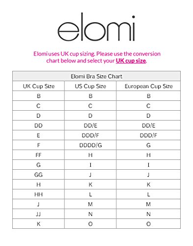 Elomi Women's Matilda Plunge Bra - DD+ Size, Sheer Mesh Cups with Side Support & Adjustable J-Hook for Racerback | Perfect for Everyday Wear, Workouts & Special Occasions