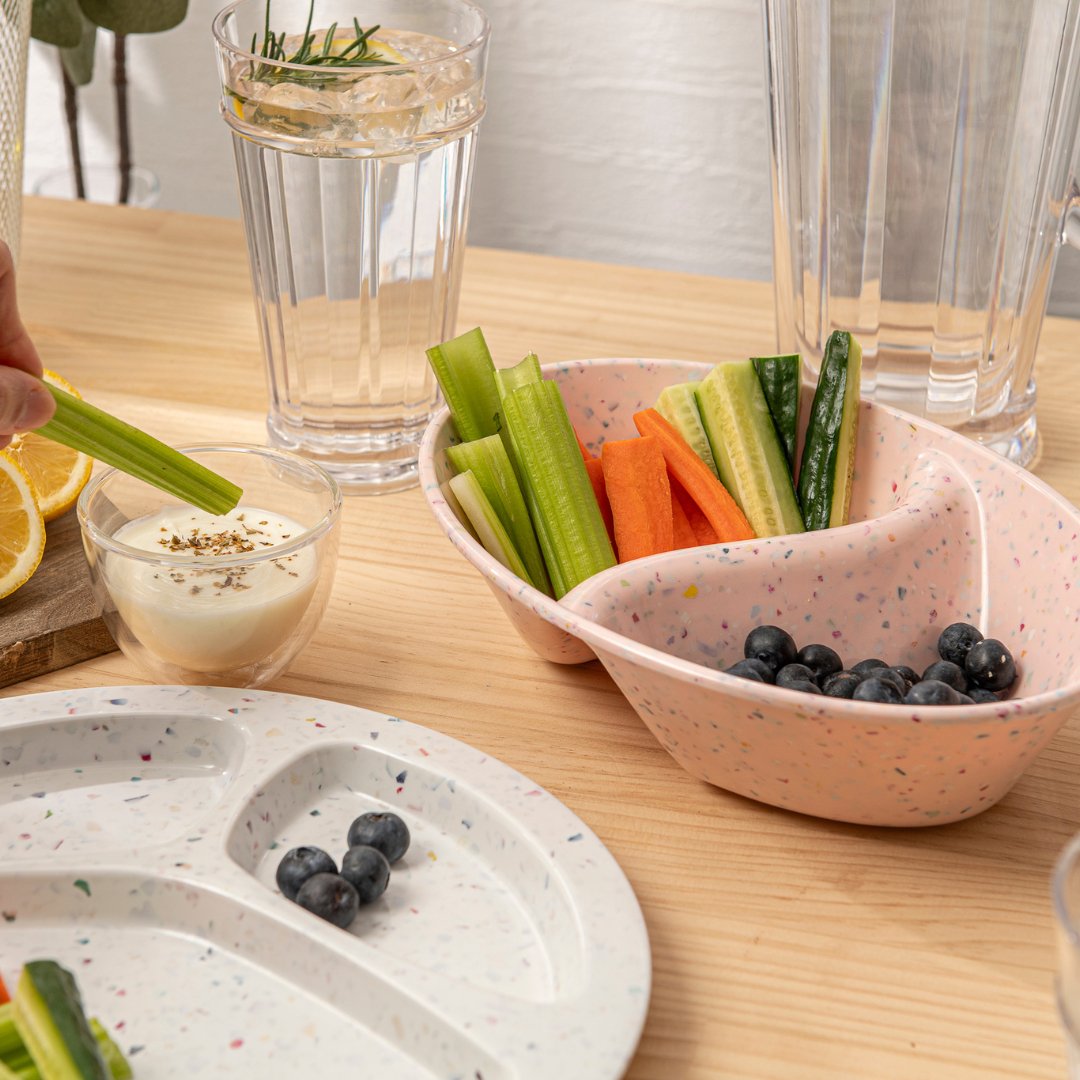 2-Piece Pink Confetti Divided Serving Dish Set - Perfect for Parties, Weddings, and Dessert Displays