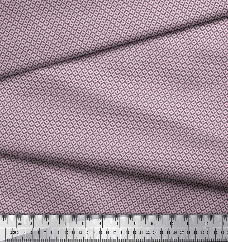 Soimoi Moss Georgette Brown Fabric by The Yard - 42 Inch Wide Printed Cotton Fabric with Dot & Diamond Geometric Patterns - Contemporary Style Shirting Material for Dresses, Blouses & DIY Sewing Projects