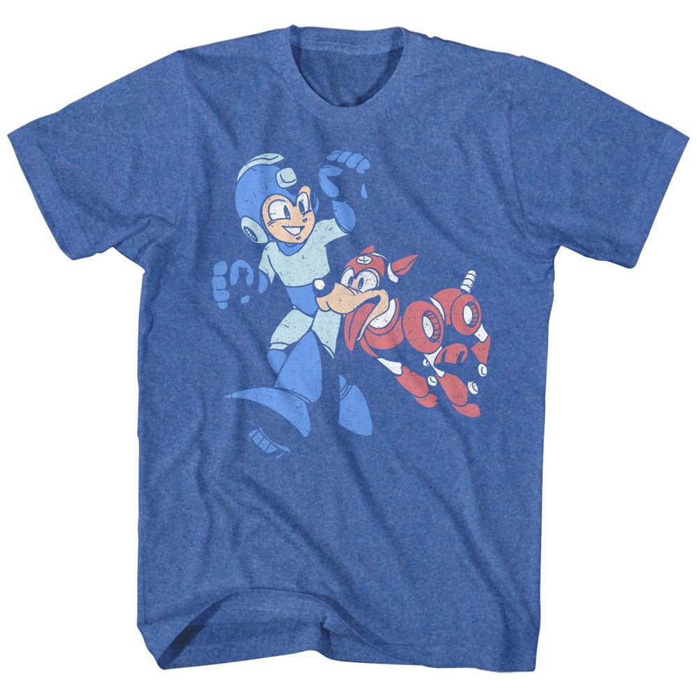 Mega Man Let's Goooo T-Shirt for Men | Retro Video Game Graphic Tee | Casual Gamer Outfit & Cosplay Costume