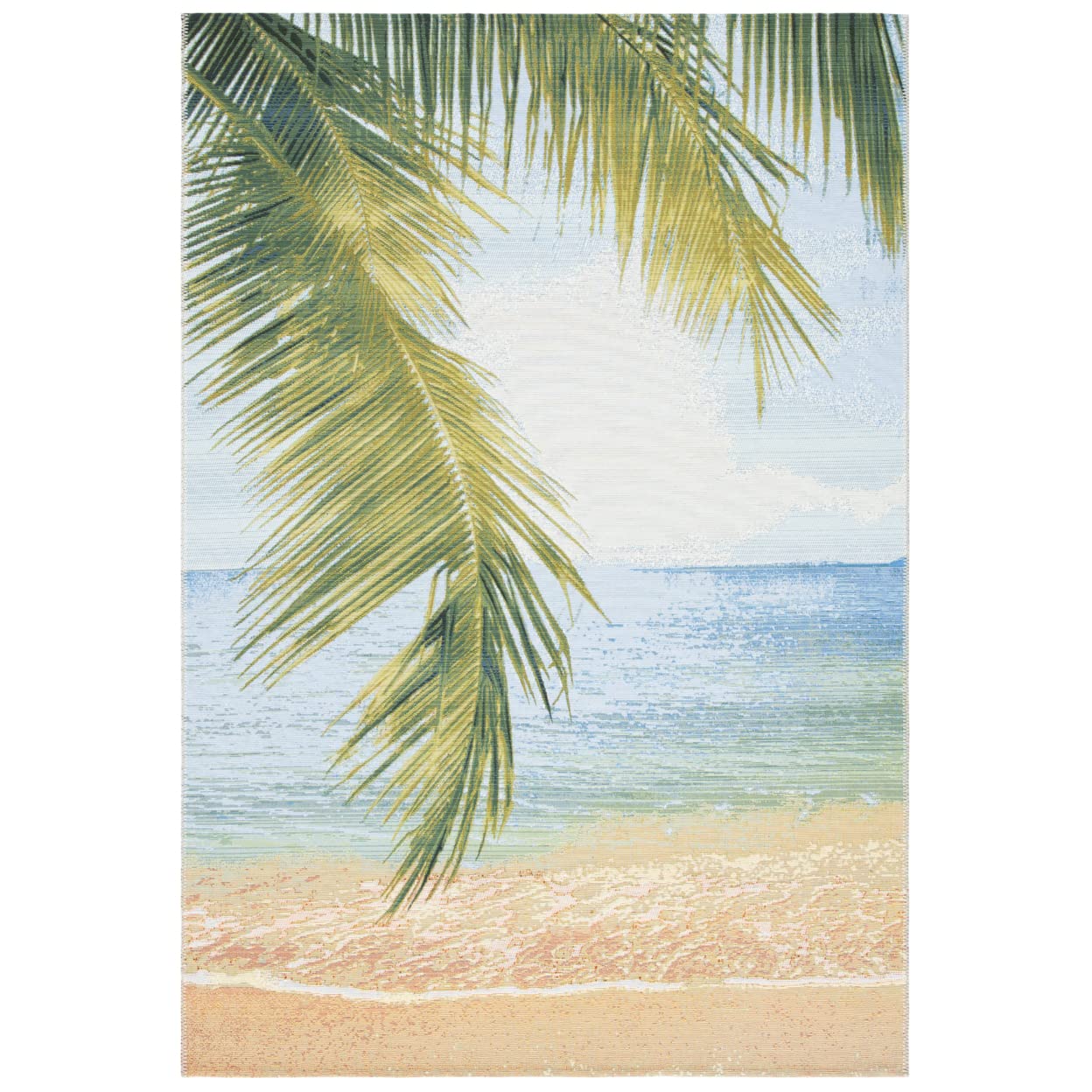 SAFAVIEH Barbados Collection 8' Square Gold & Blue Tropical Beach Area Rug BAR560A - Waterproof Indoor/Outdoor Rug for Patio, Backyard, Mudroom, Porch, Poolside - Easy to Clean & Maintain