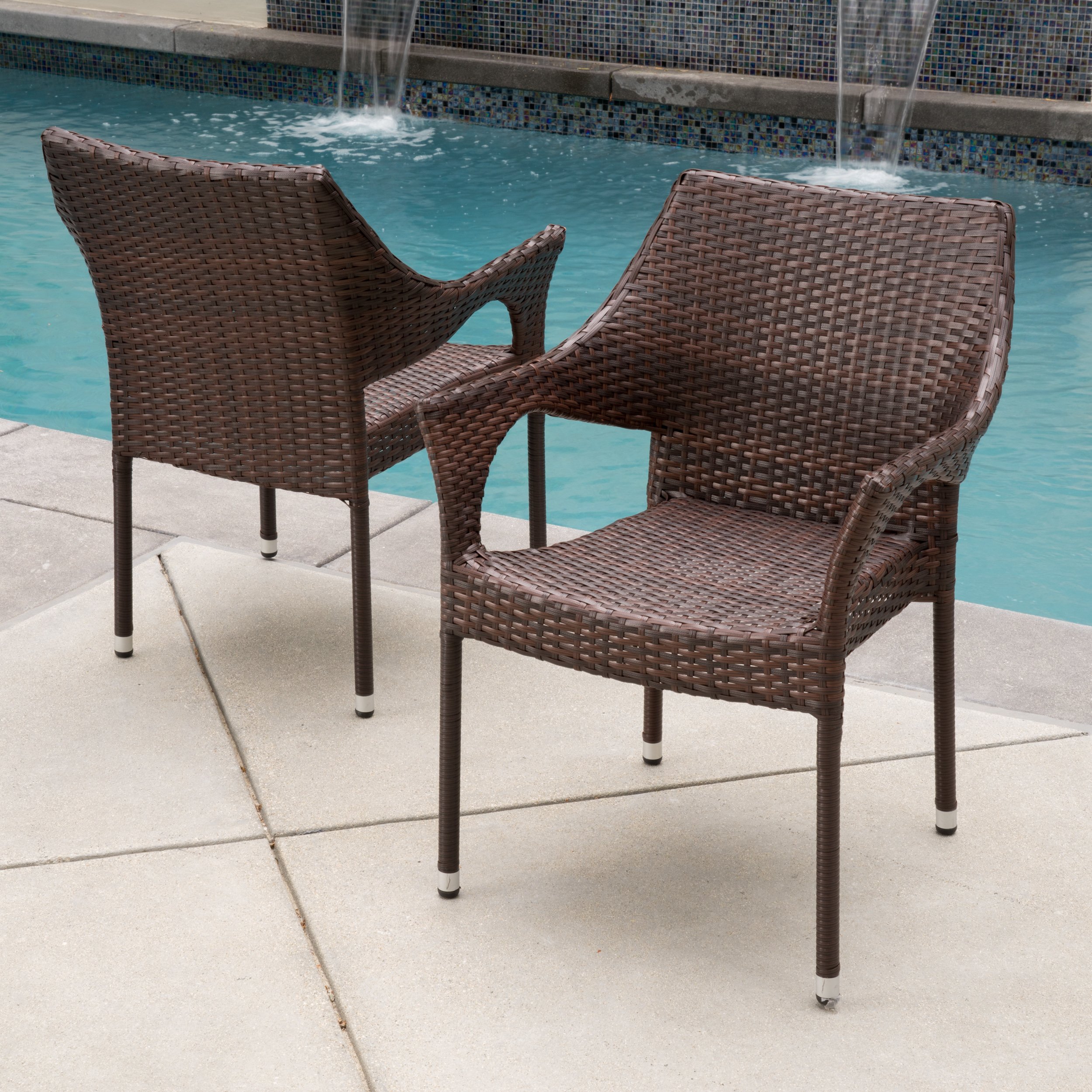 Christopher Knight Home Cliff Outdoor Wicker Chairs Set of 2 - All-Weather Rattan Patio Furniture for Garden, Poolside, or Backyard Relaxation - Multibrown