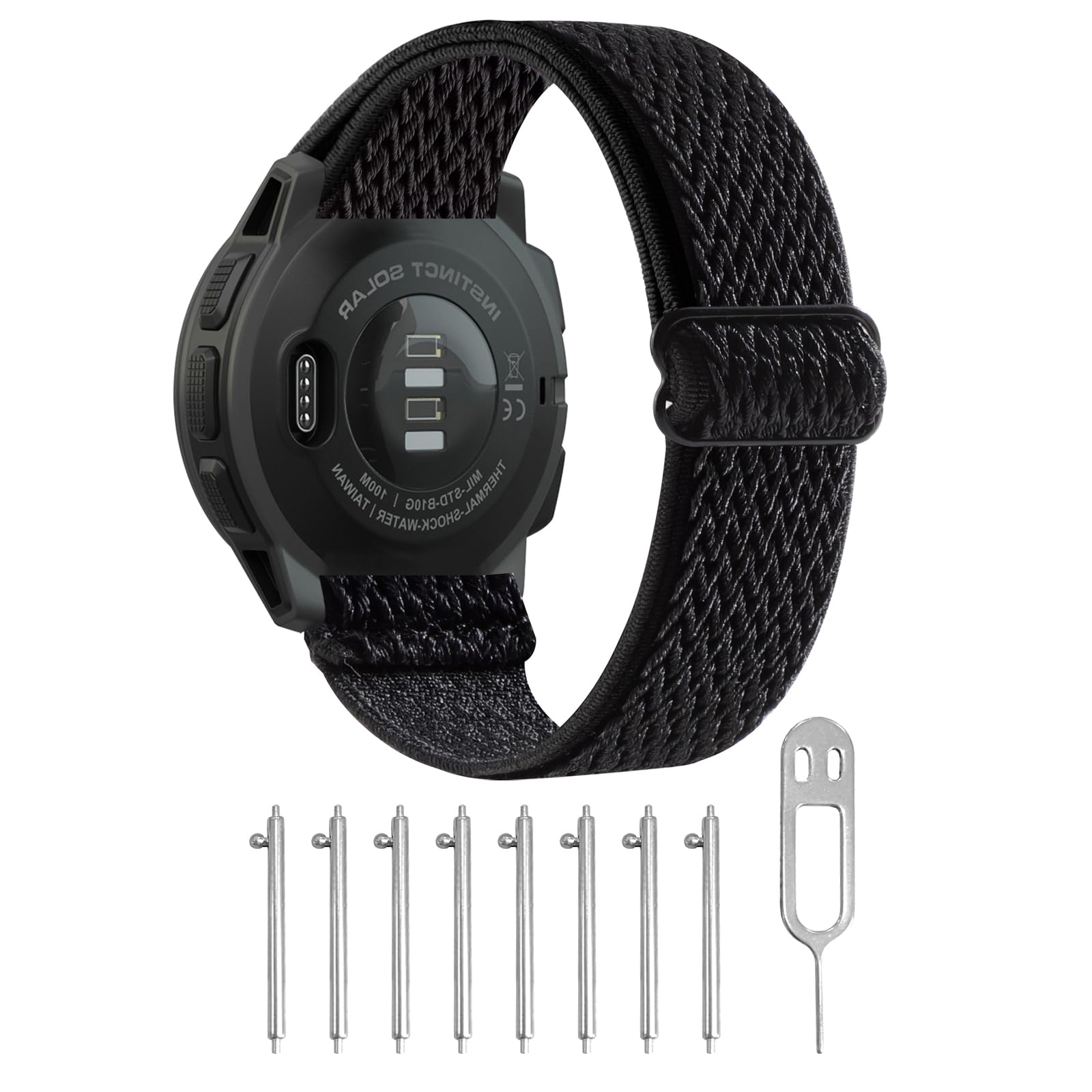 3 Pack 22mm Stretchy Nylon Loop Watch Bands for Garmin Instinct Series - Instinct 2 Solar, Tactical, Solar, Tide, Esports - Comfortable & Durable Replacement Straps for Outdoor Sports, Hiking & Daily Wear