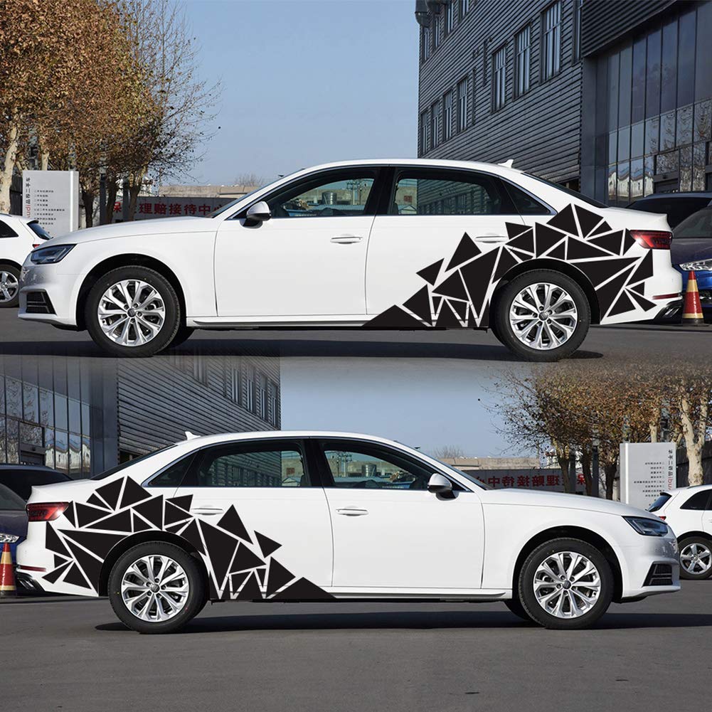 Unique Triangle Car Side Stickers - 2MX60CM Vinyl Racing Decals for Sports Cars - Fast Delivery