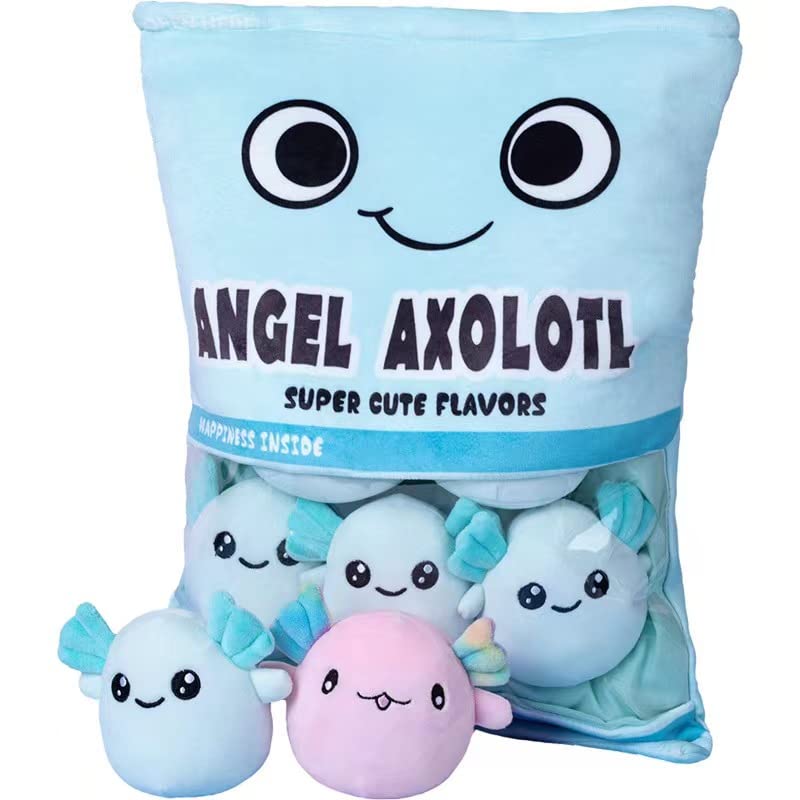 Cheese Puffs Plush Toy - Blue Removable Stuffed Animal with 6 Cheesy Puff Balls | Soft & Huggable Stress Relief Toy for Kids & Adults | Perfect for Gifts, Playtime, and Cuddling