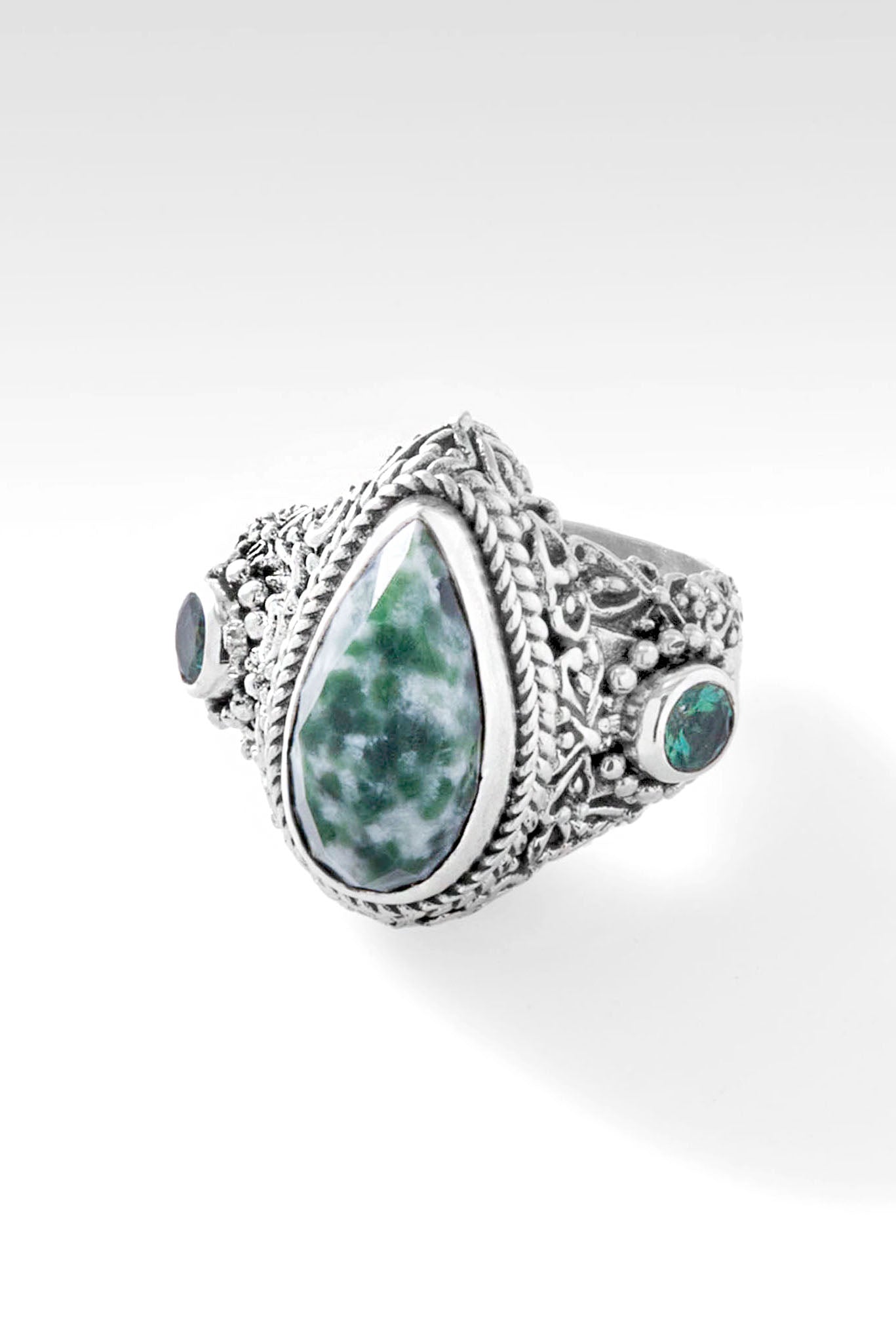 Give Thanks Ring™ - Kingfisher Quartz & Bali Hai™ Mystic Topaz Sterling Silver Jewelry - Perfect for Thanksgiving, Christmas Gifts & Daily Inspirational Wear