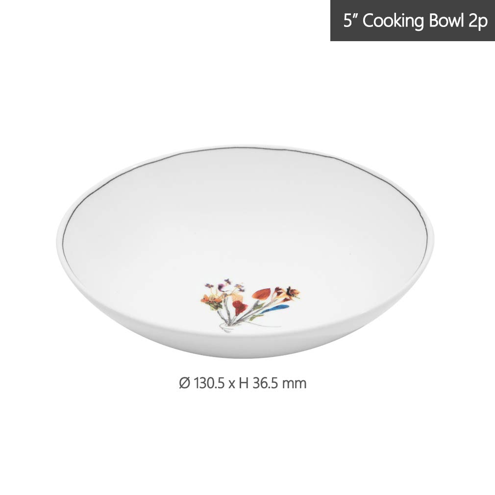 Hankook Korean Fine Bone-China Dinnerware Set for 4 - Elegant Bouquet of Flowers Design, Premium Dojagi Tableware for Dining, Gifts & Special Occasions