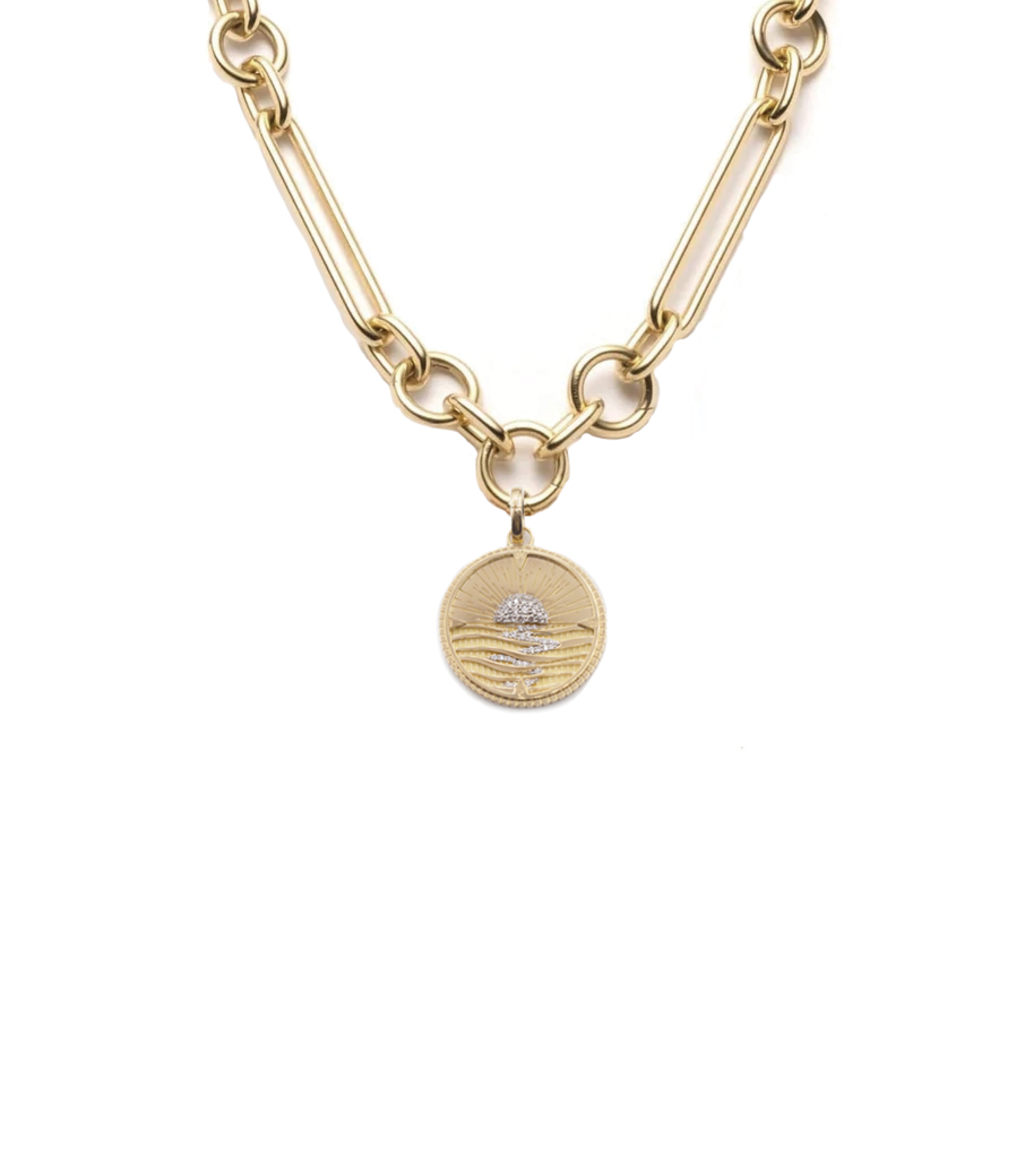 New Beginnings Internal Compass Oversized Mixed Clip Necklace - Trendy Statement Jewelry for Women, Perfect for Parties, Weddings & Everyday Wear