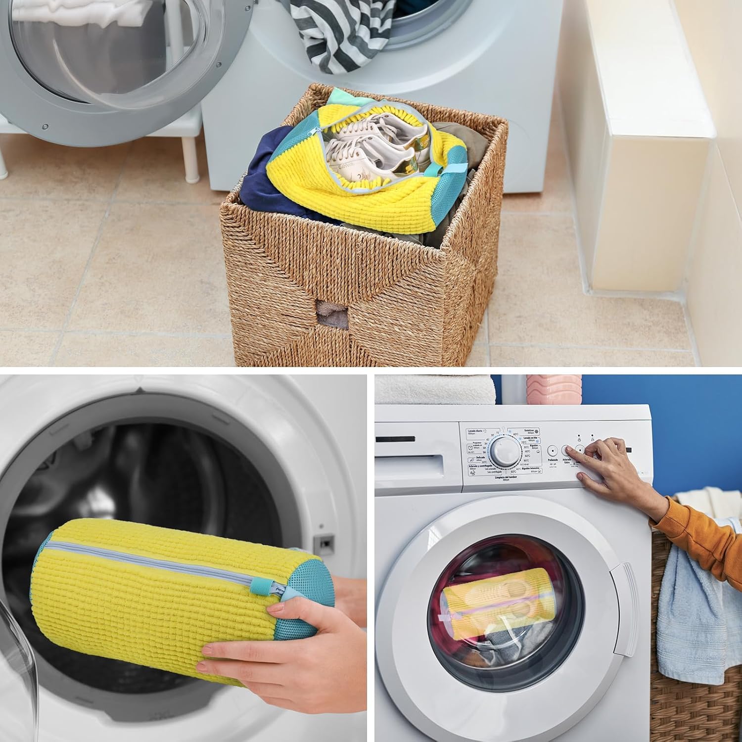 Reusable Shoe Laundry Bag for Washer & Dryer - 2 Pack Gentle Washing Machine Bags for Sneakers, Gym Shoes & Delicate Footwear with Anti-Scratch Hidden Zipper | Perfect for Travel, Sports & Daily Shoe Care