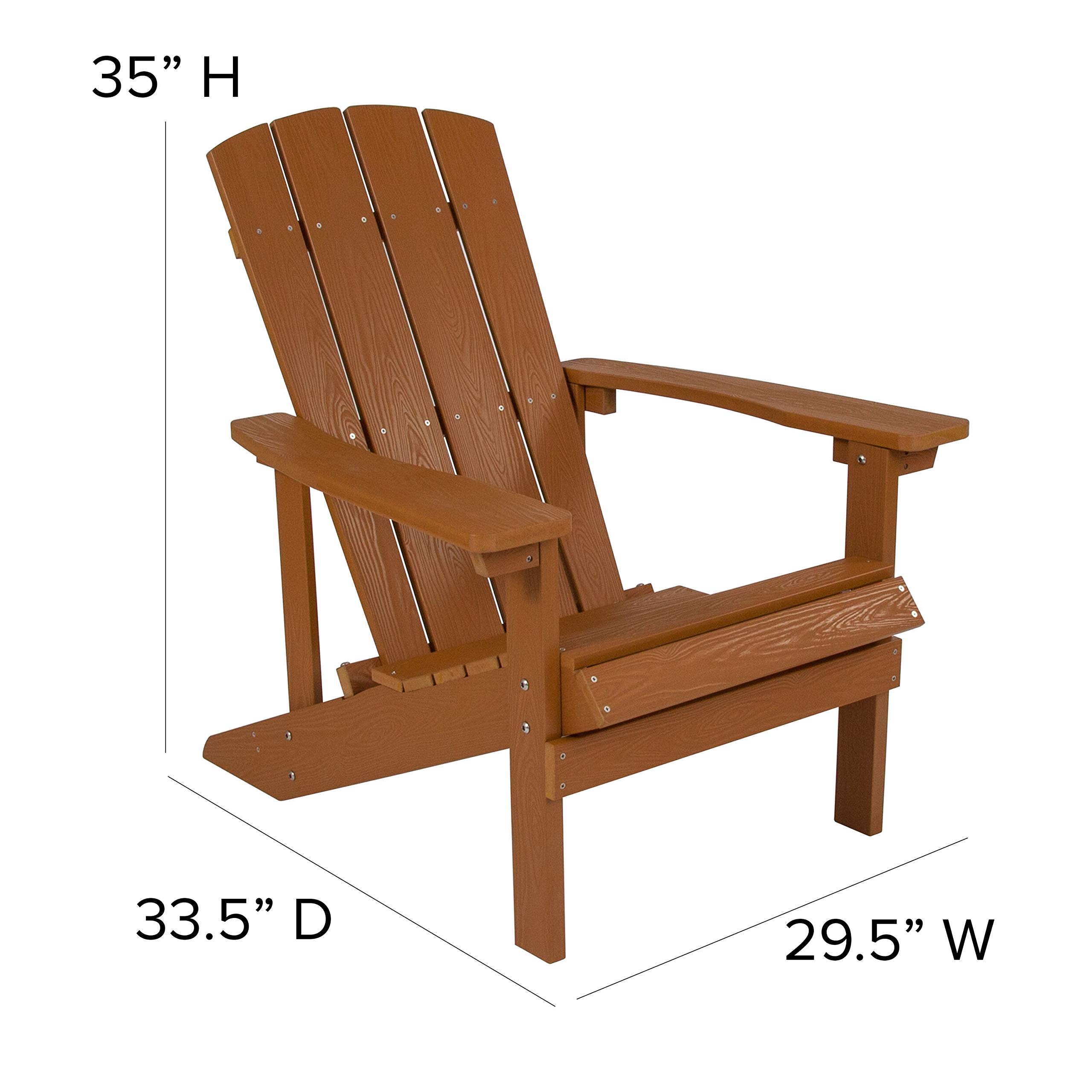 EMMA + OLIVER Campfire Set - 2 Teak Poly Resin Adirondack Chairs with 29