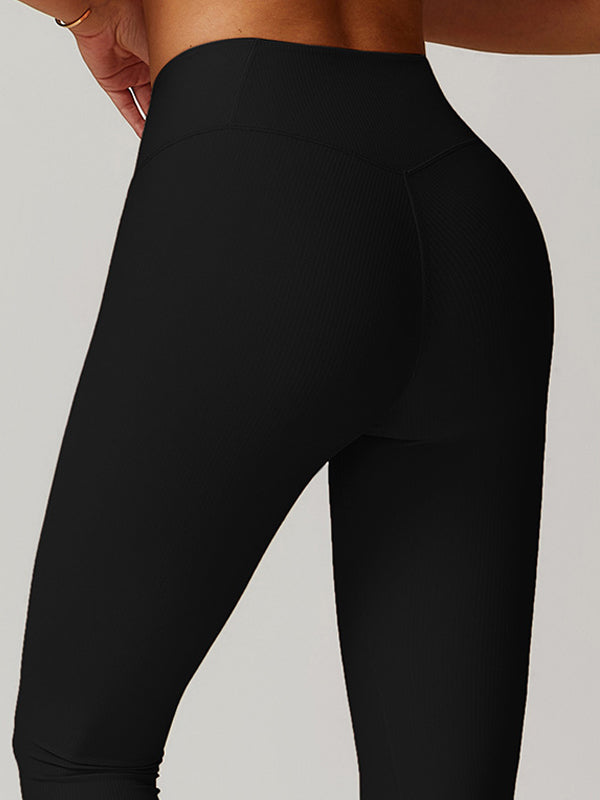 ZASUWA Women's High Waisted Ribbed Leggings - Tummy Control, Butt Lift, Quick Dry & Stretchy Workout Yoga Pants for Gym, Running & Everyday Wear