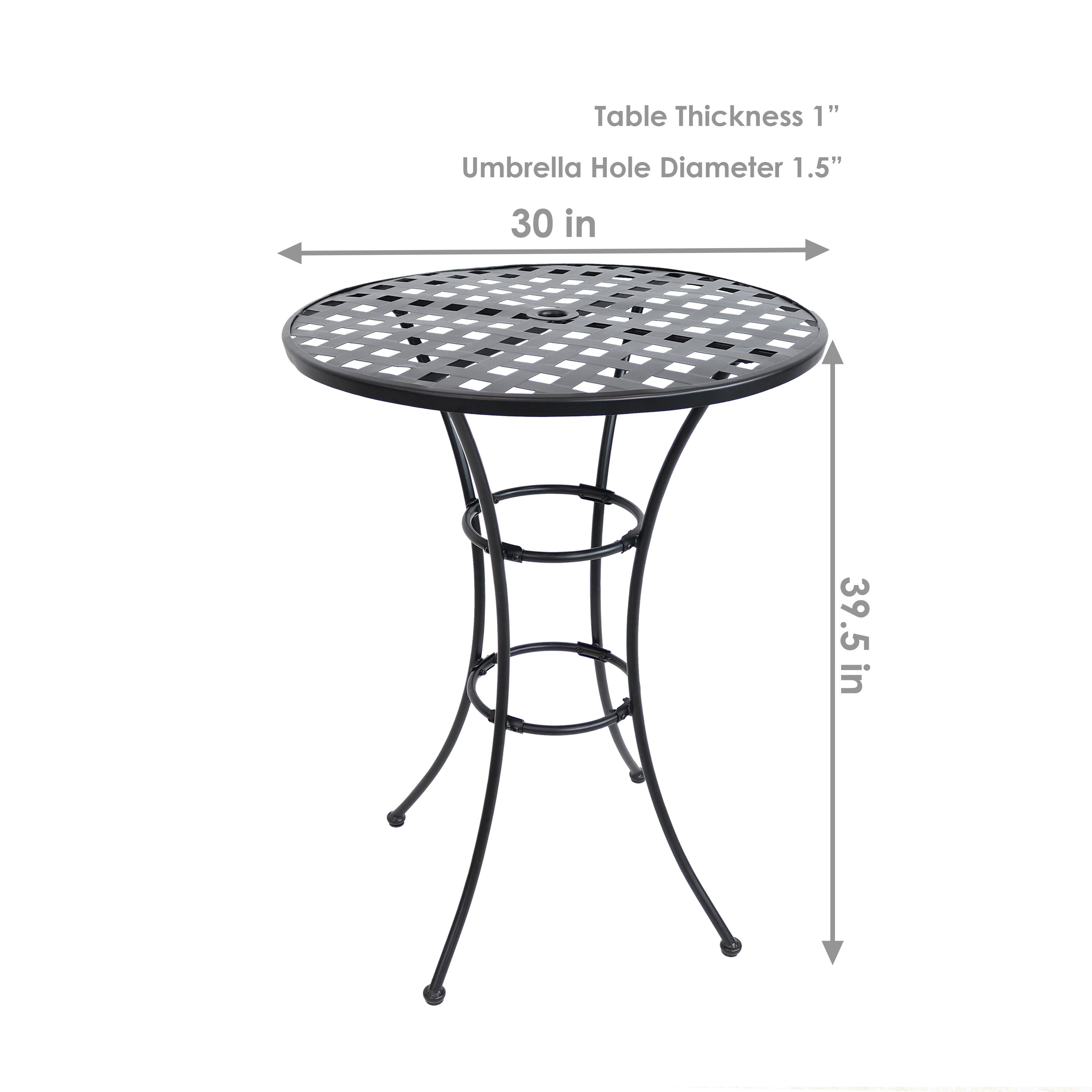 Elegant Round Black Wrought Iron Bar Table 30