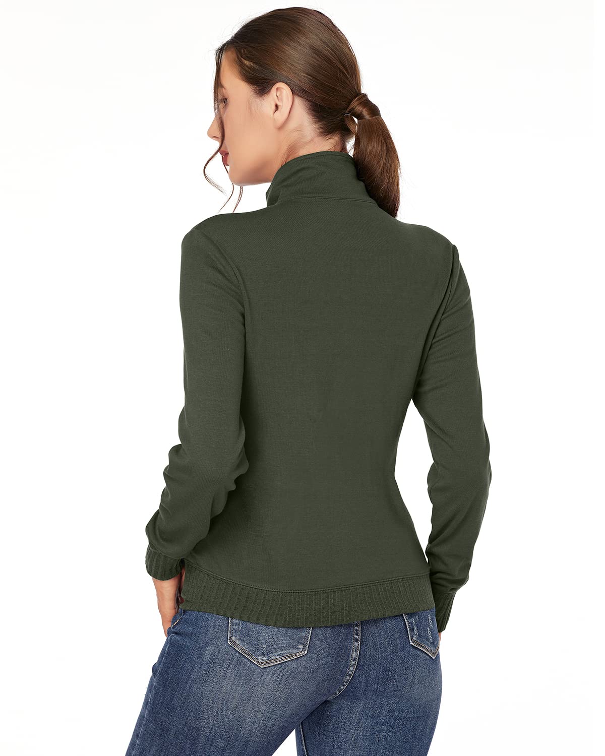 J.Corrine Women's Zip Up Hooded Sweatshirt Jacket - Stand Collar Long Sleeve Athletic Running Track Jacket with Pockets - Navy Blue - Perfect for Gym, Jogging & Casual Wear