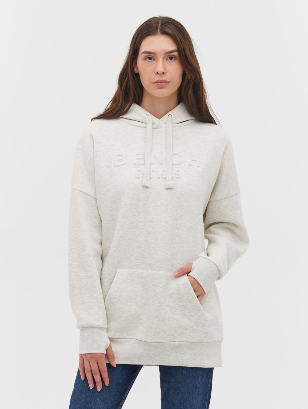 Ivyisla Longline Deboss Hoodie for Women - Stylish Oversized Pullover Sweatshirt for Casual Wear & Street Fashion