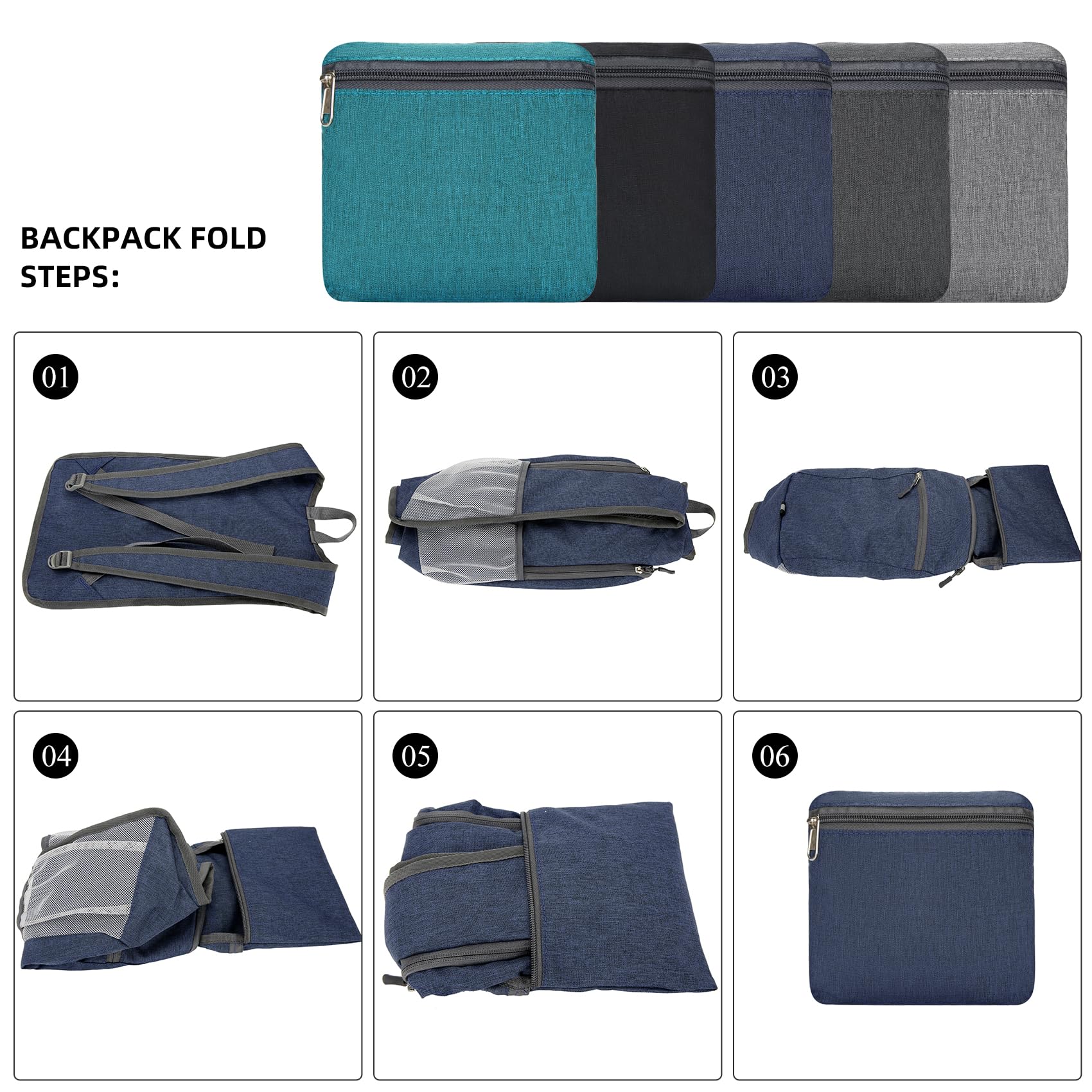 Valleycomfy Lightweight Foldable Hiking Backpack - Compact Travel Daypack for Camping, Hiking & Outdoor Adventures - Water-Resistant Packable Backpack for Women & Men (Dark Blue) - Perfect for Day Trips, Commuting & Travel Accessories